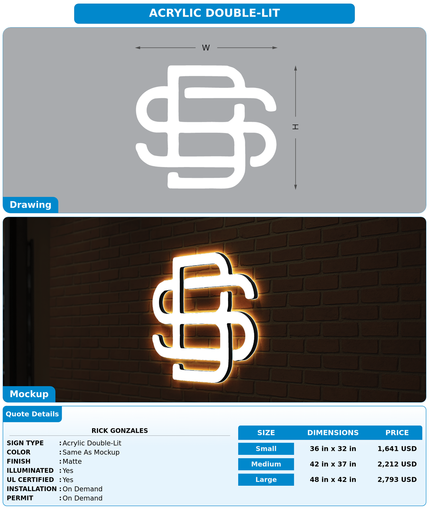 CUSTOM MOCKUP SIGN FOR Rick Gonzales