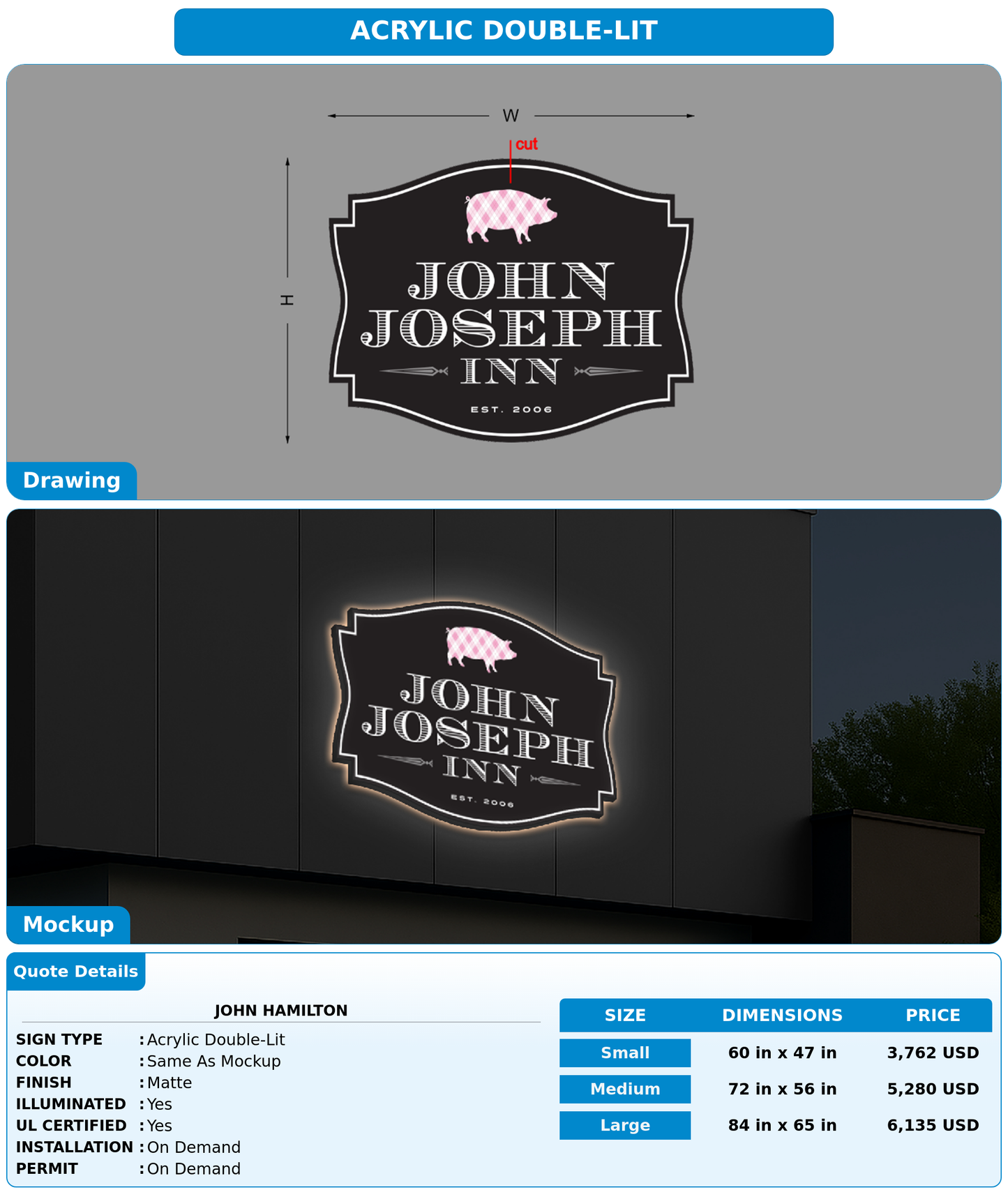 CUSTOM MOCKUP SIGN FOR JOHN HAMILTON