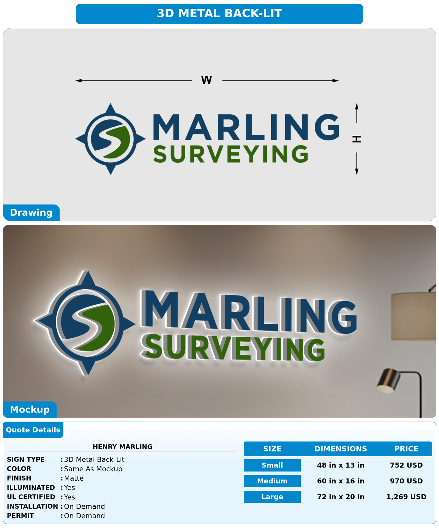 CUSTOM MOCKUP SIGN FOR Henry Marling