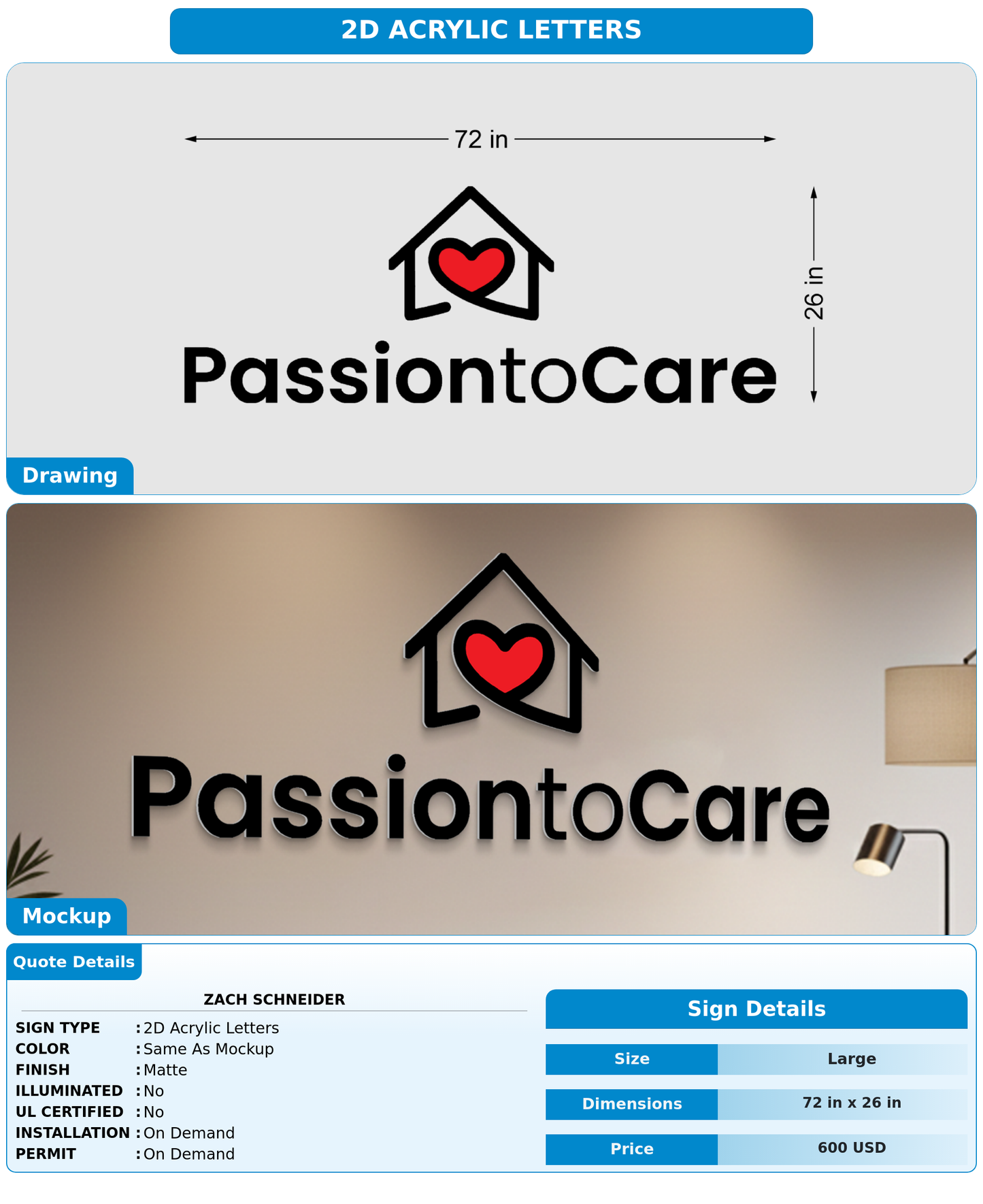 CUSTOM MOCKUP SIGN FOR Zach Schneider
