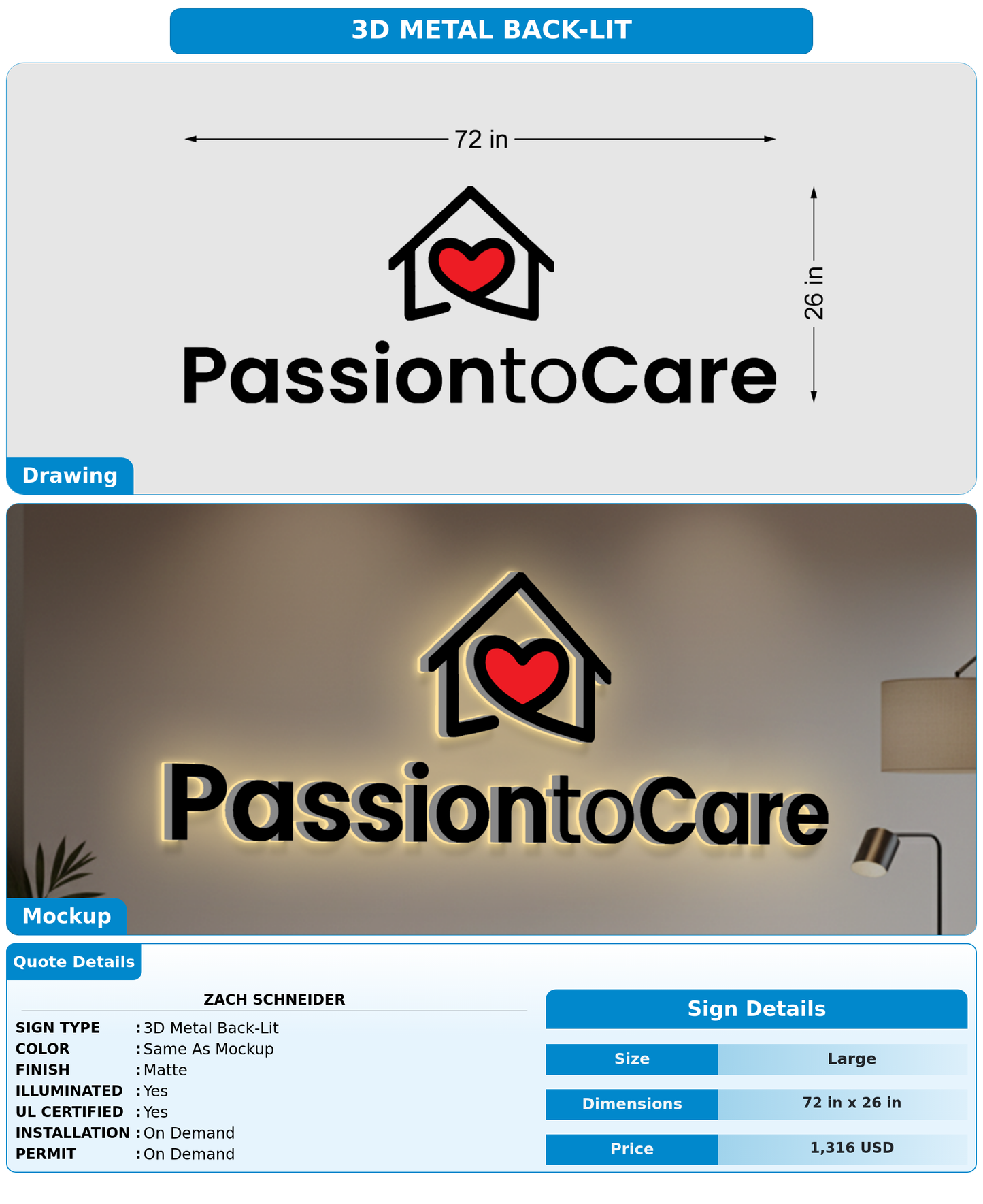 CUSTOM MOCKUP SIGN FOR Zach Schneider