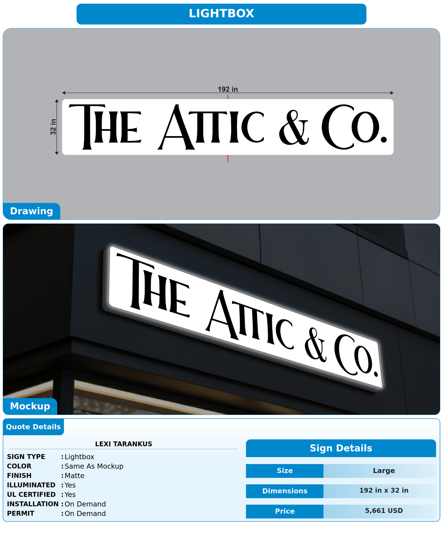CUSTOM MOCKUP SIGN FOR Lexi tarankus