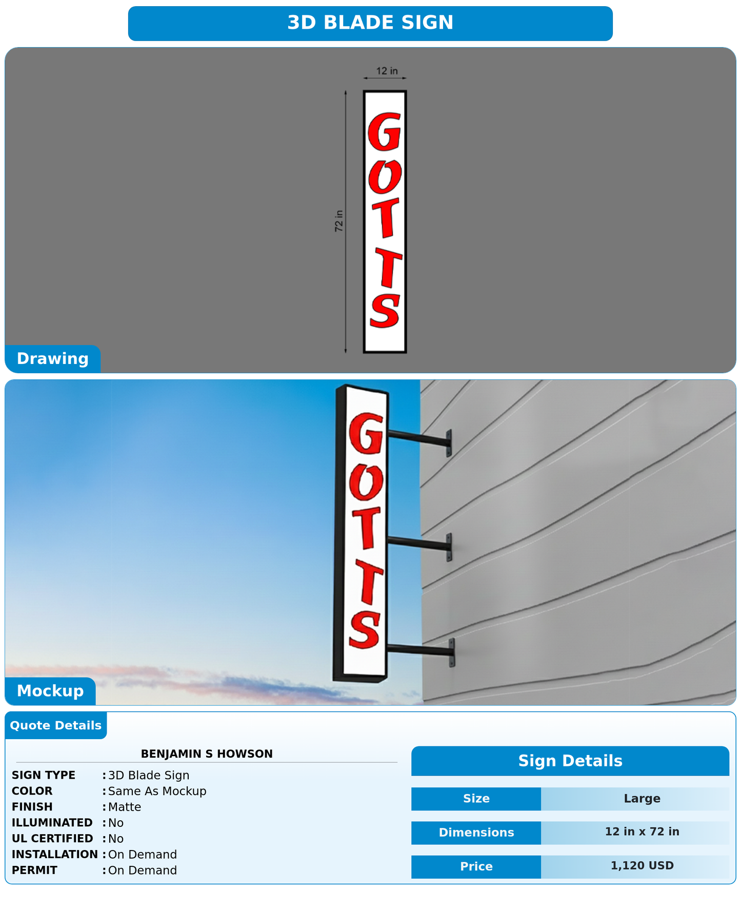 CUSTOM MOCKUP SIGN FOR Benjamin s Howson