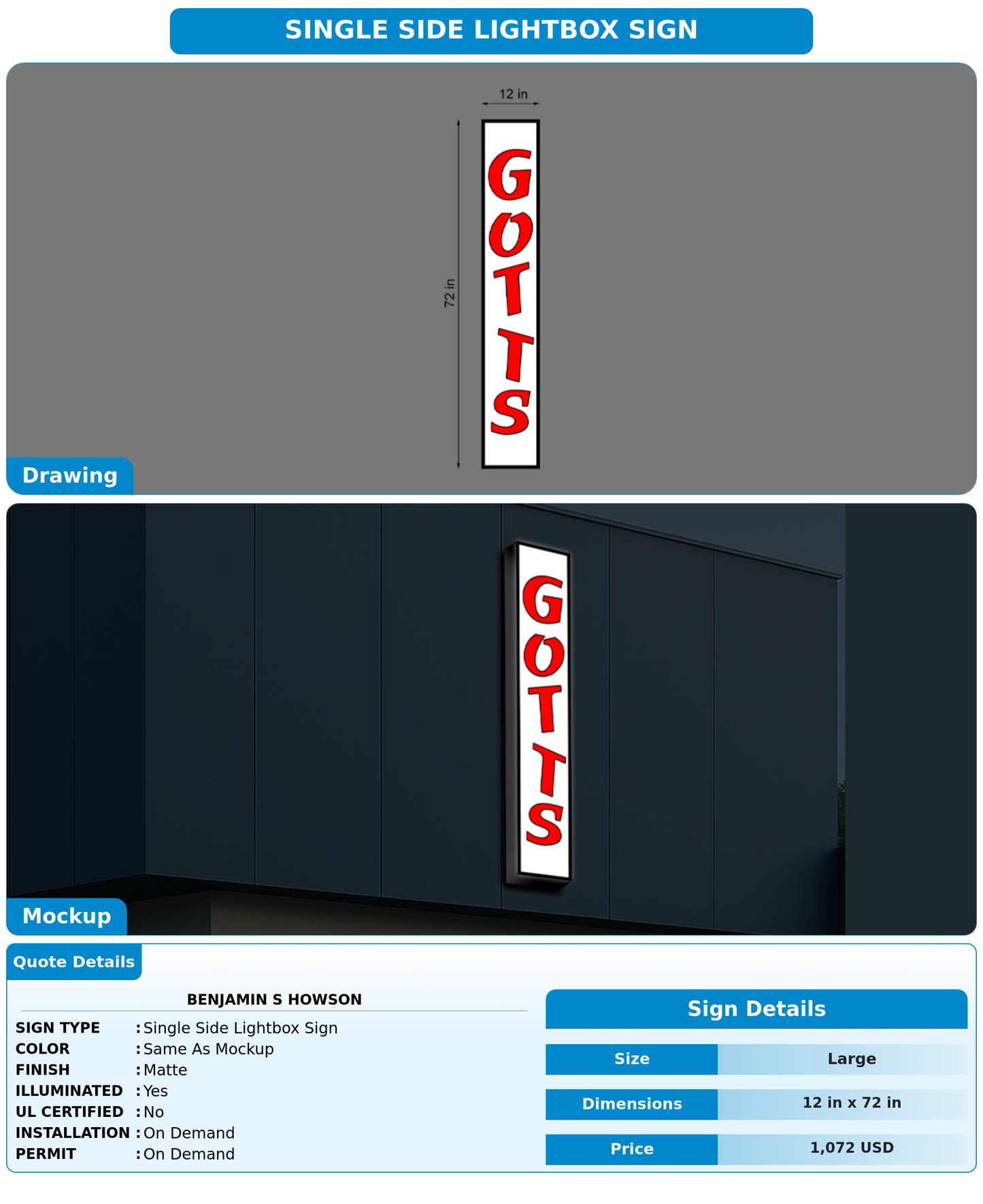 CUSTOM MOCKUP SIGN FOR Benjamin s Howson