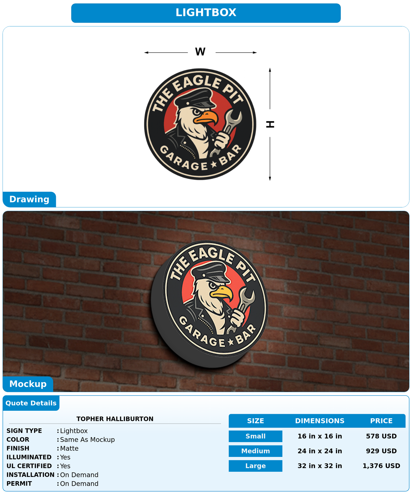 CUSTOM MOCKUP SIGN FOR Topher Halliburton