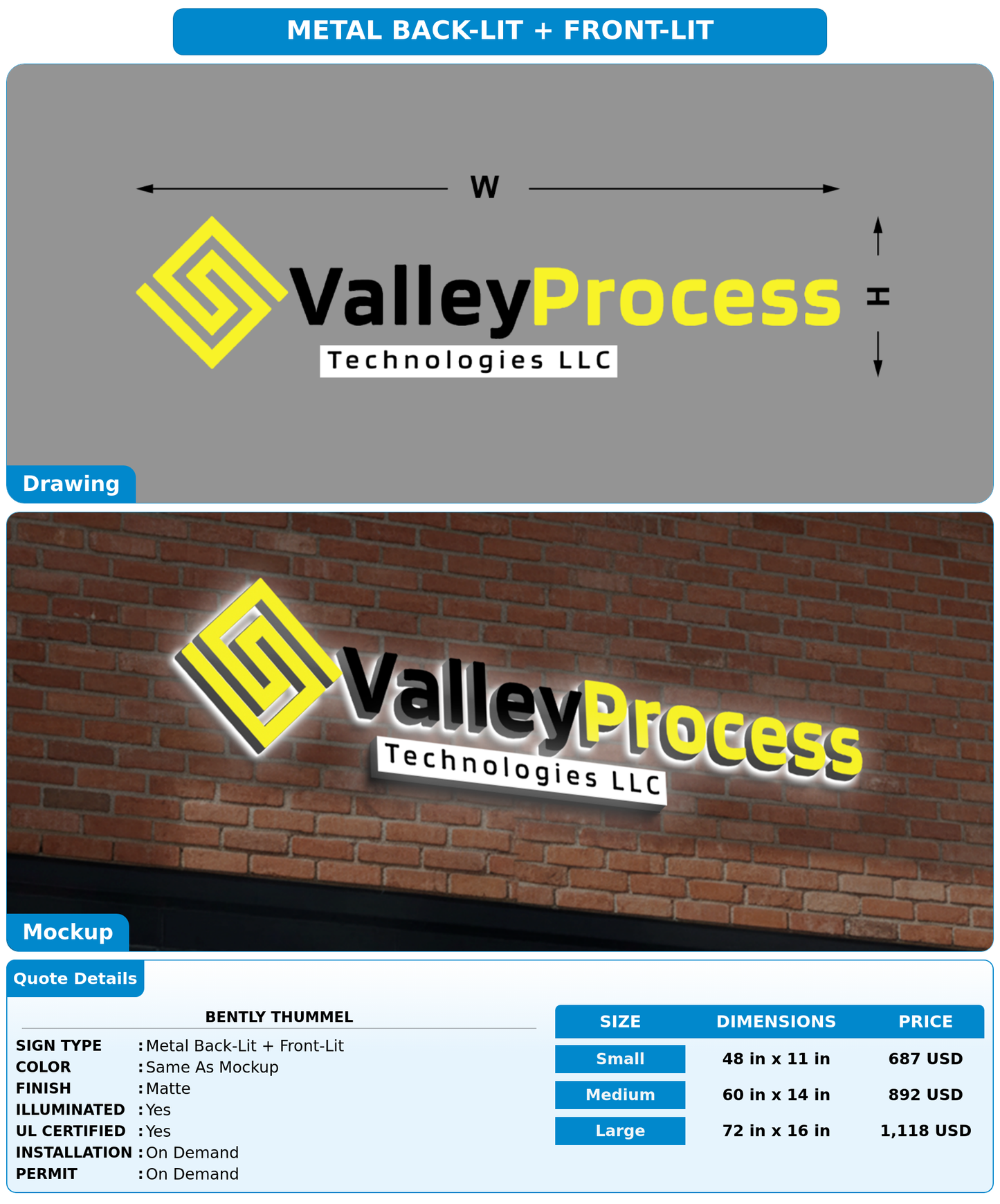 CUSTOM MOCKUP SIGN FOR Bently thummel