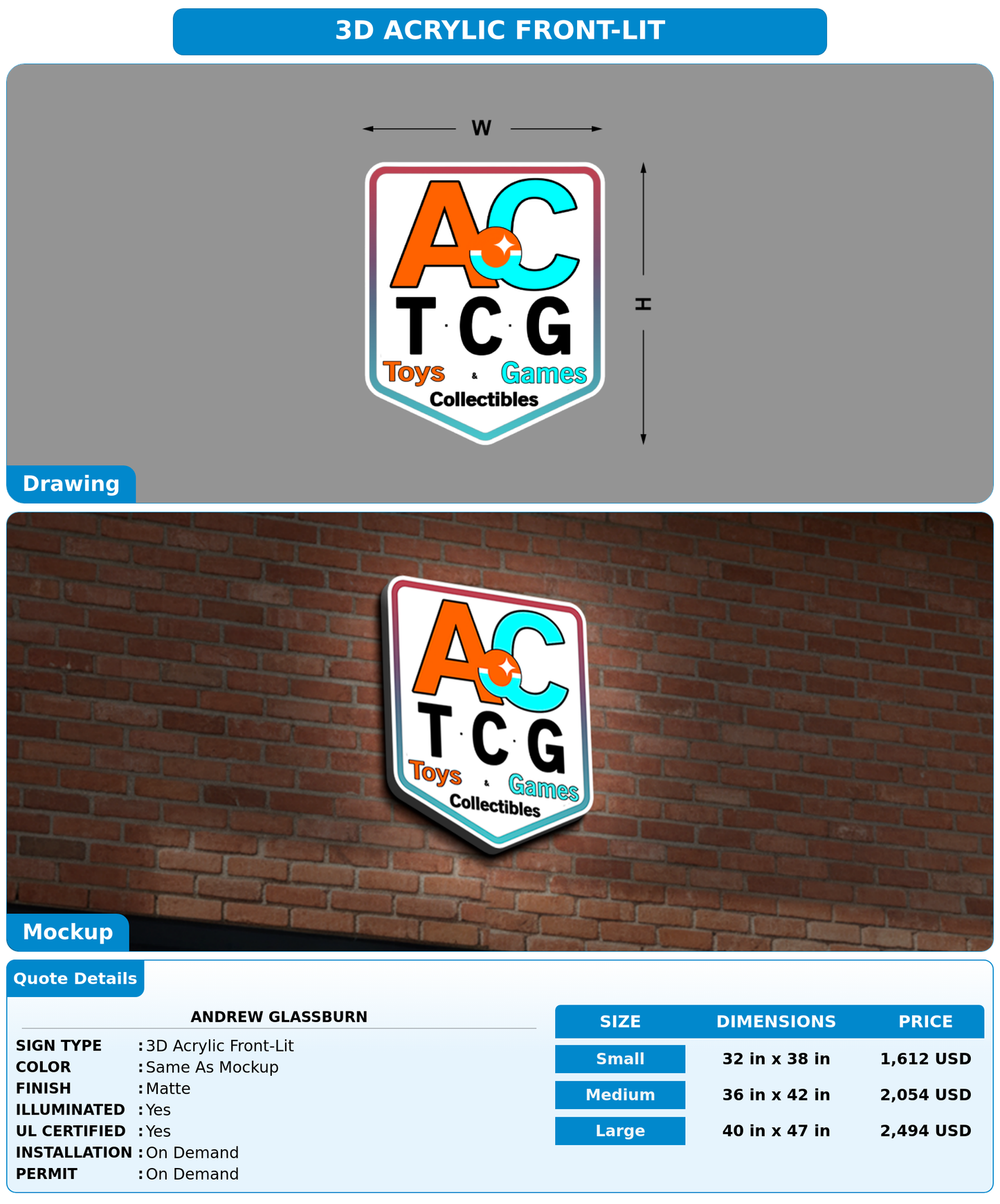 CUSTOM MOCKUP SIGN FOR Andrew Glassburn