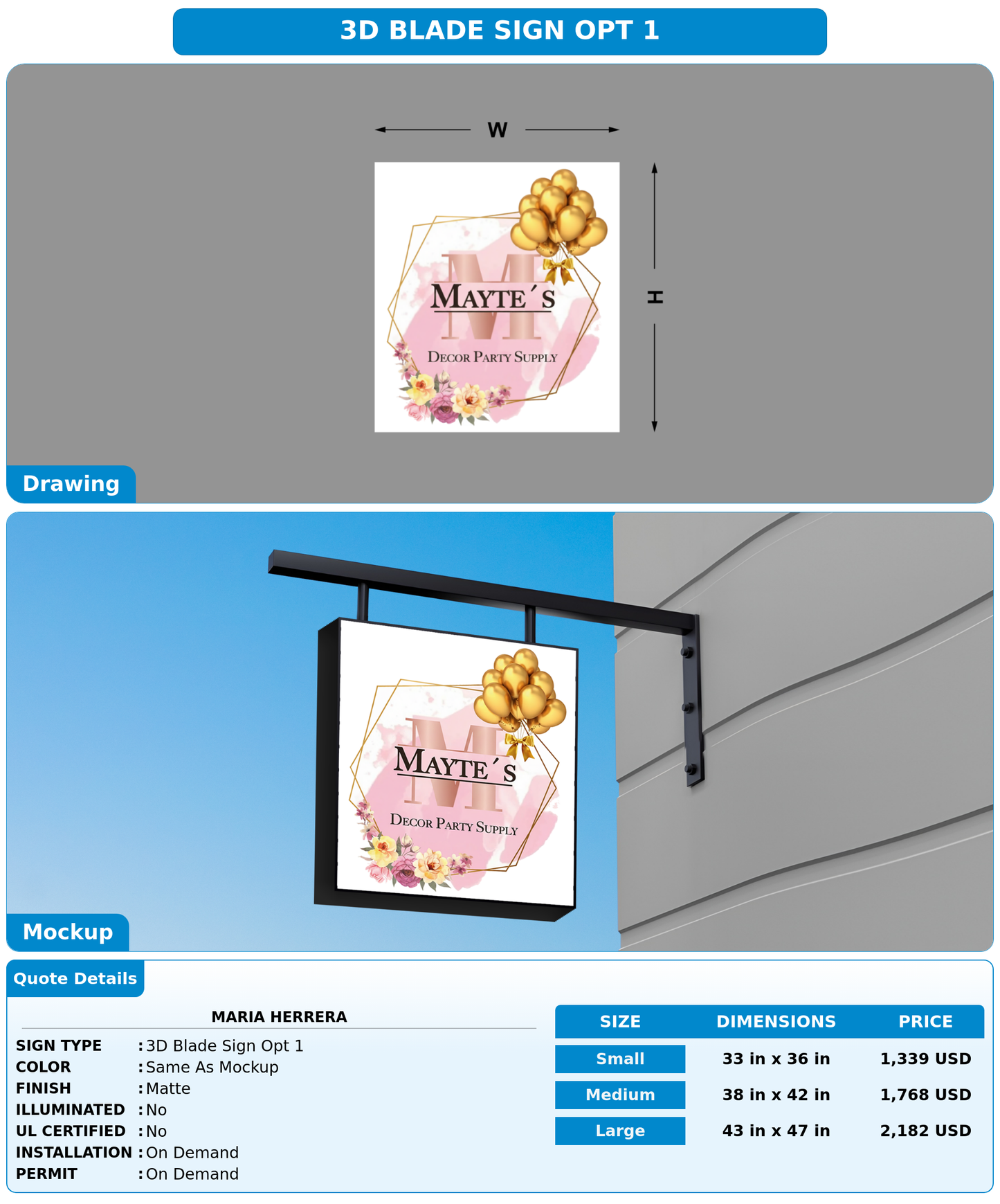 CUSTOM MOCKUP SIGN FOR maria herrera