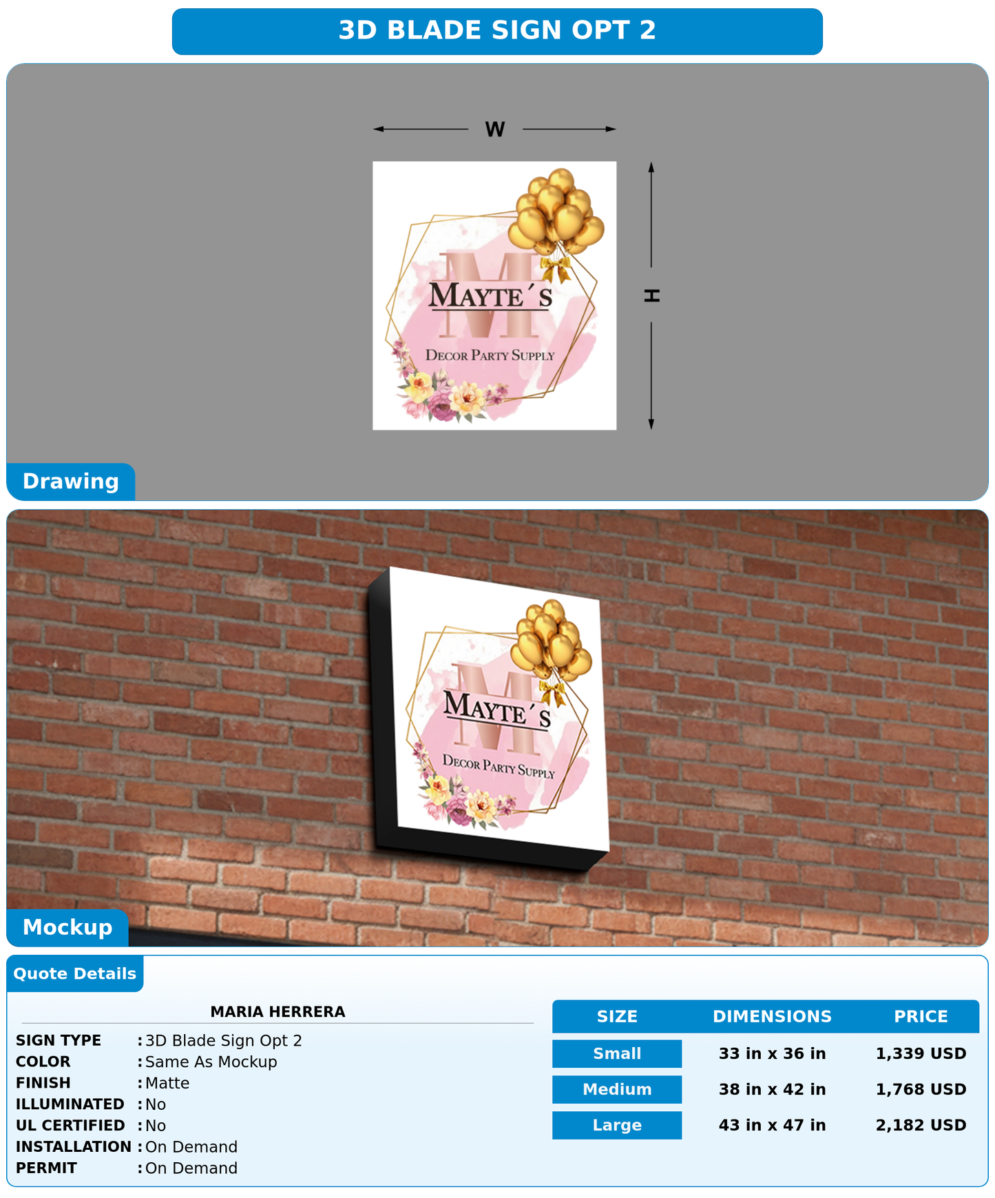 CUSTOM MOCKUP SIGN FOR maria herrera