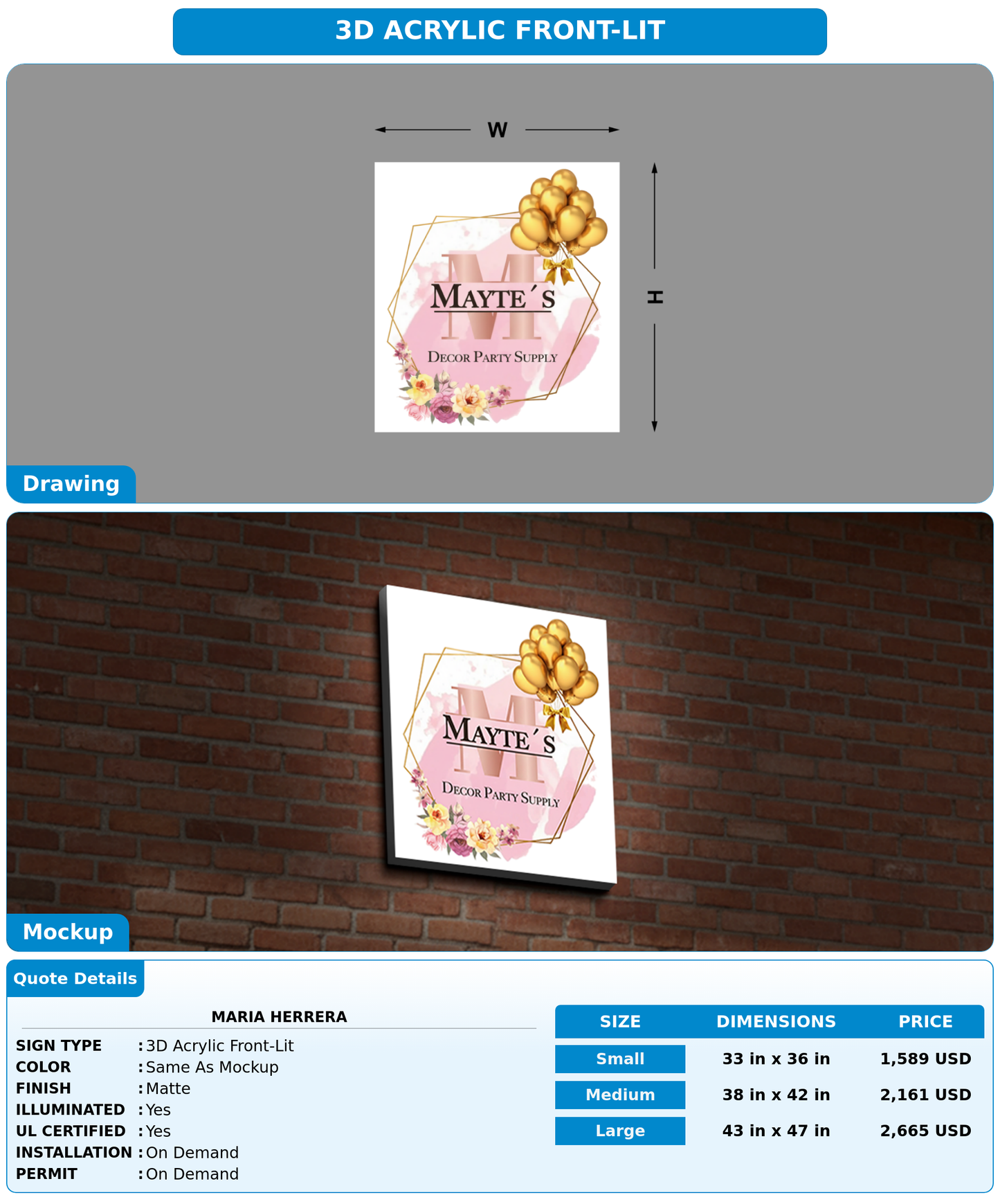 CUSTOM MOCKUP SIGN FOR maria herrera