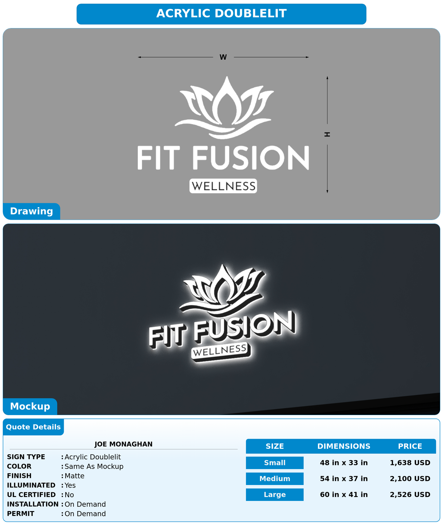 CUSTOM MOCKUP SIGN FOR Joe Monaghan