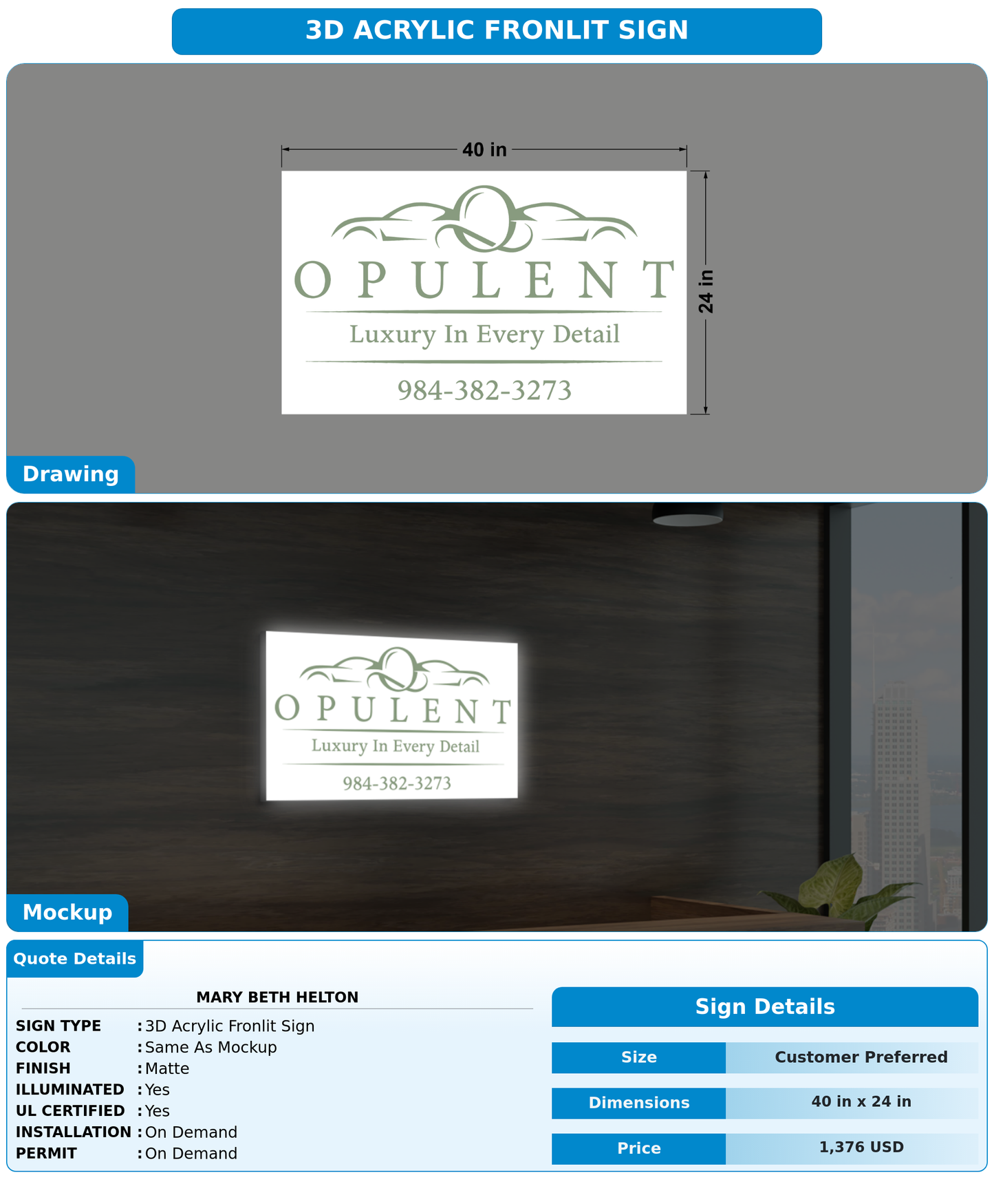 CUSTOM MOCKUP SIGN FOR Mary Beth Helton