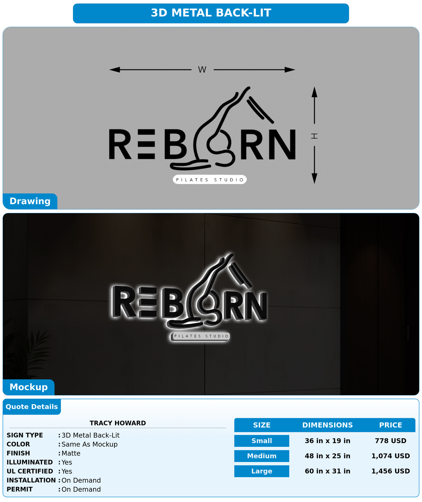 CUSTOM MOCKUP SIGN FOR Tracy Howard