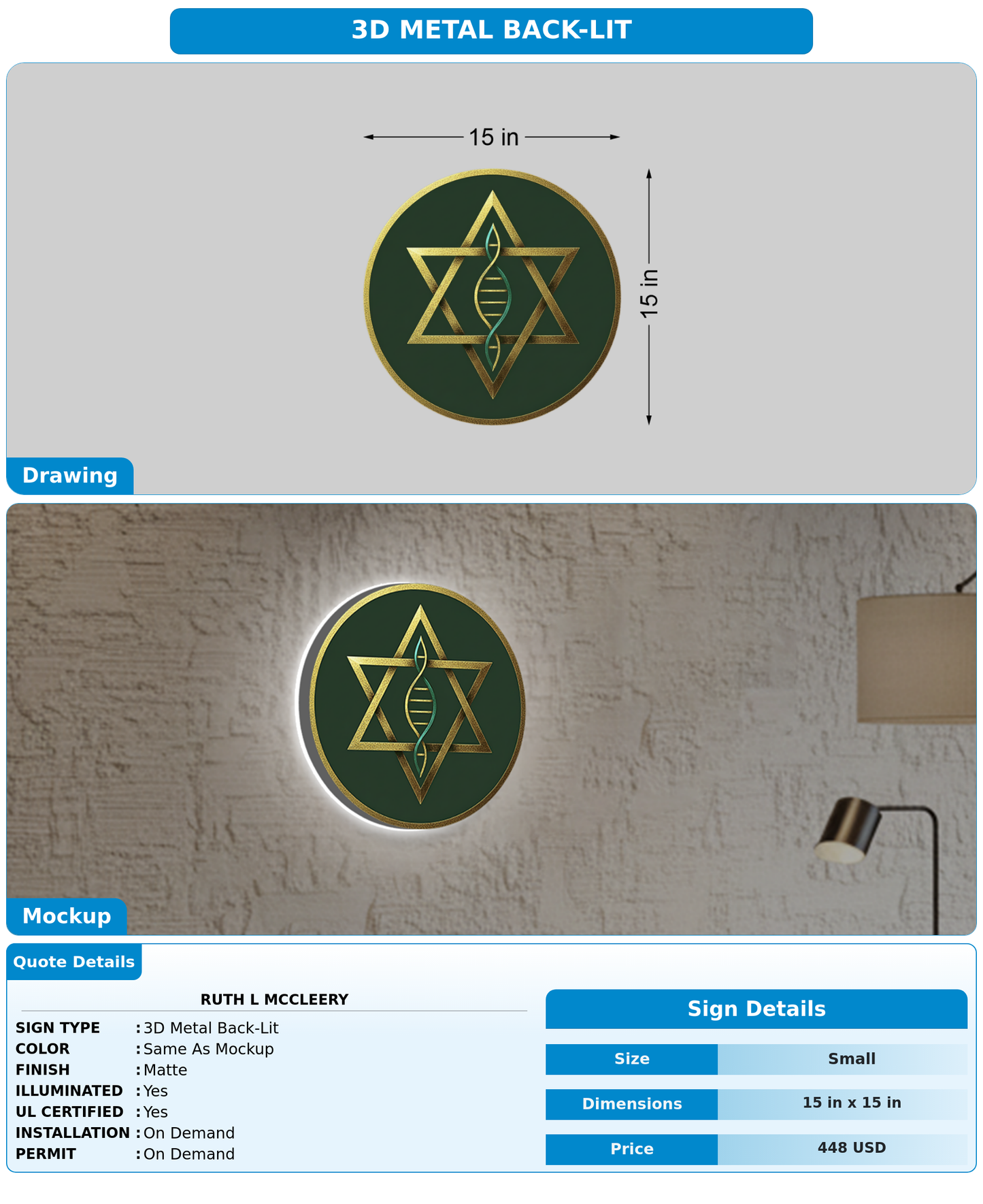 CUSTOM MOCKUP SIGN FOR Ruth L McCleery