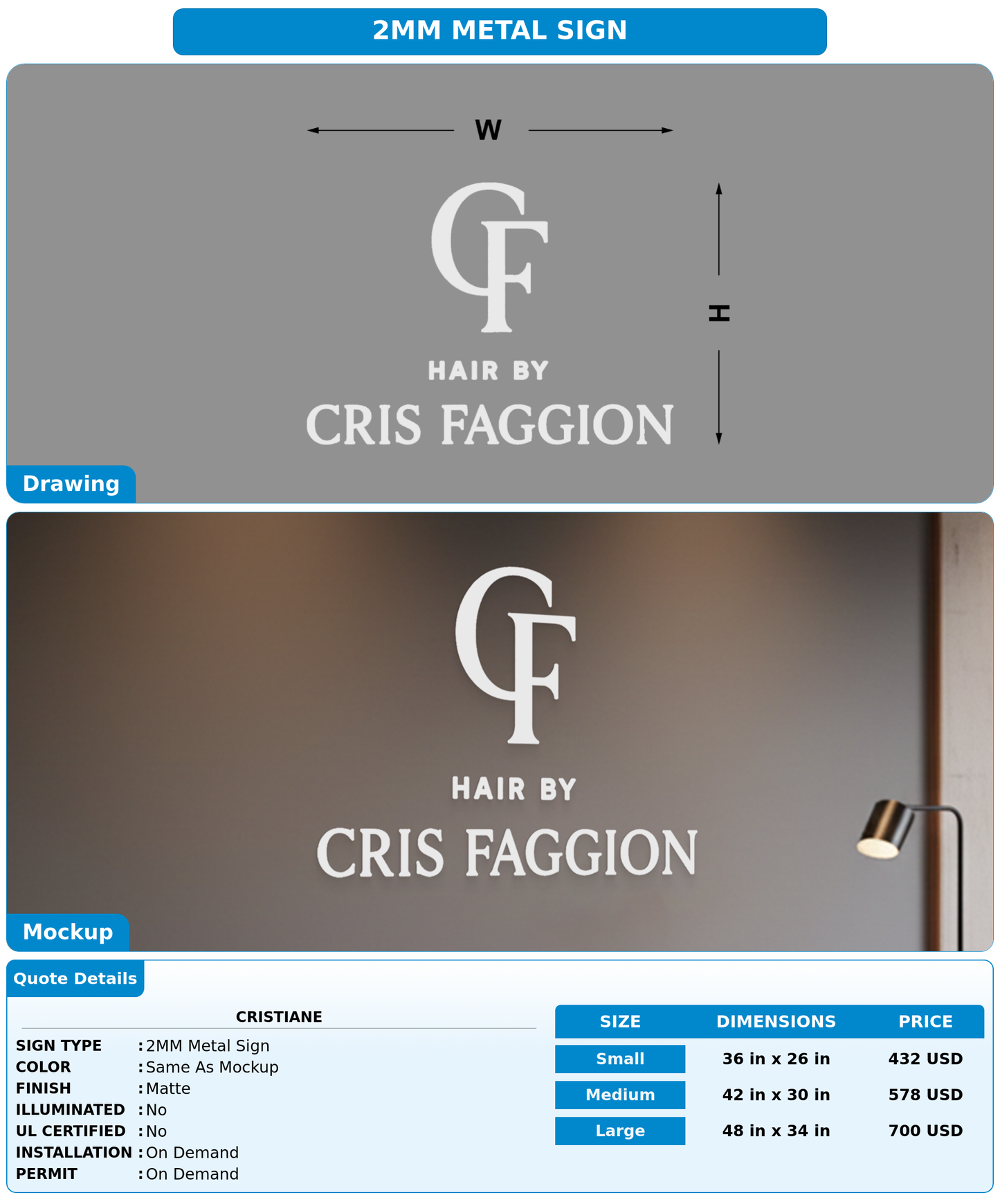 CUSTOM MOCKUP SIGN FOR Cristiane