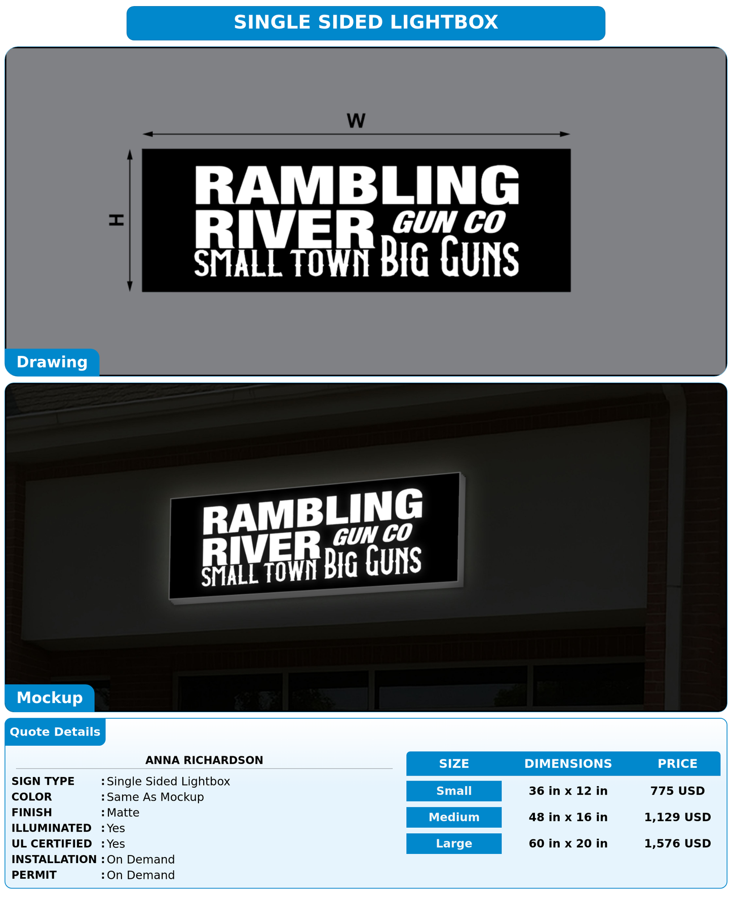 CUSTOM MOCKUP SIGN FOR Anna Richardson