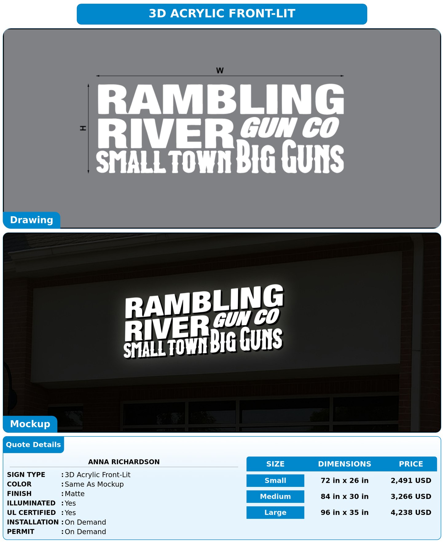 CUSTOM MOCKUP SIGN FOR Anna Richardson