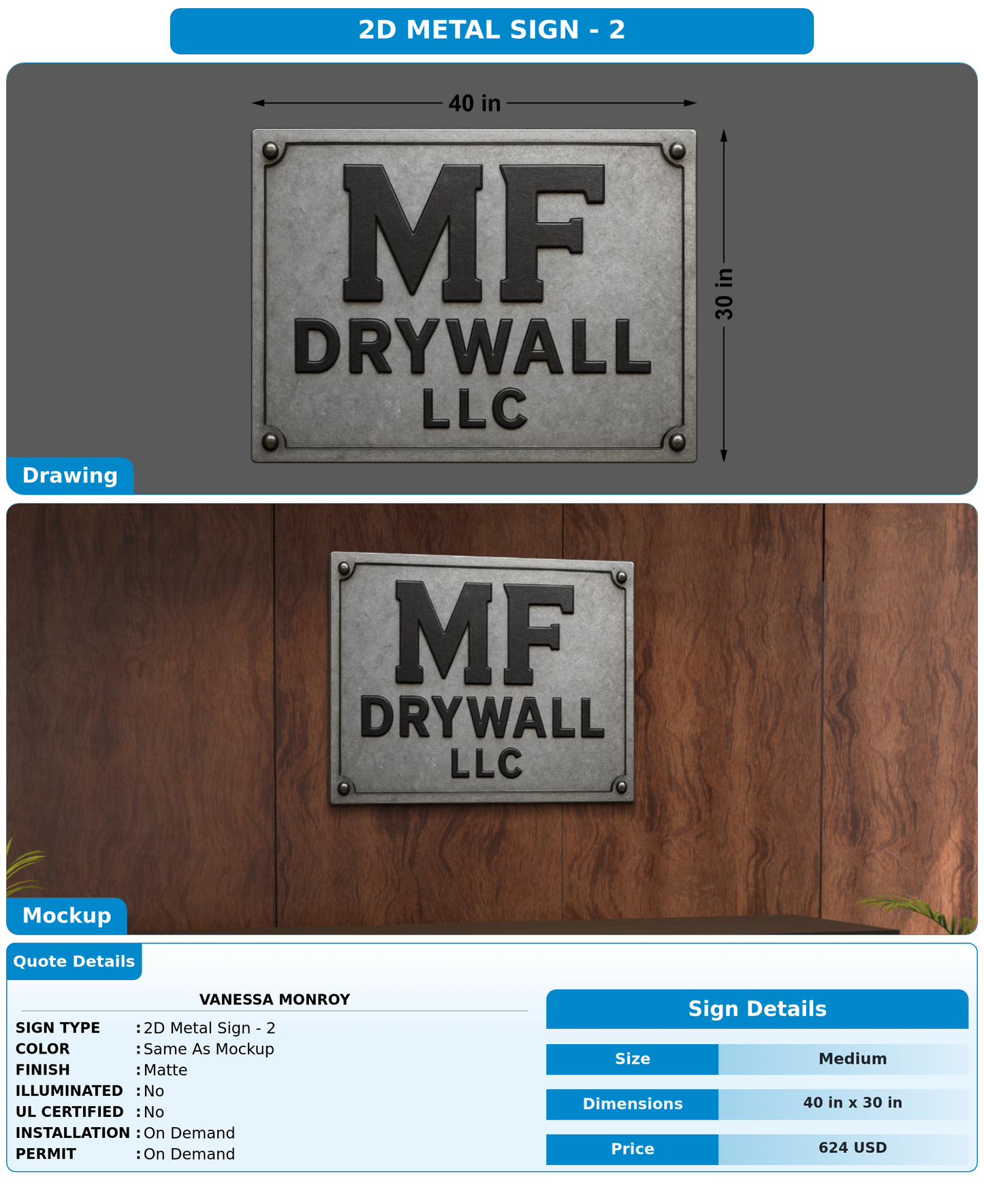 CUSTOM MOCKUP SIGN FOR Vanessa Monroy