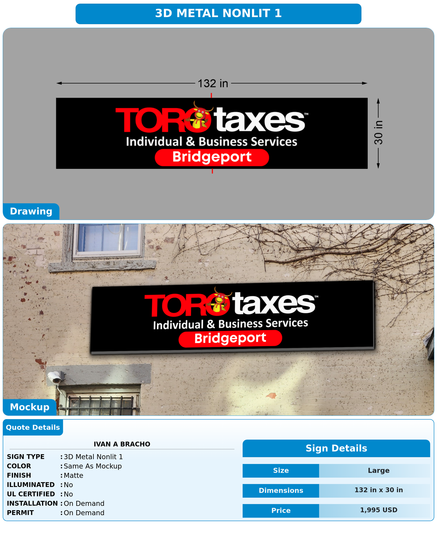 CUSTOM MOCKUP SIGN FOR Ivan A Bracho