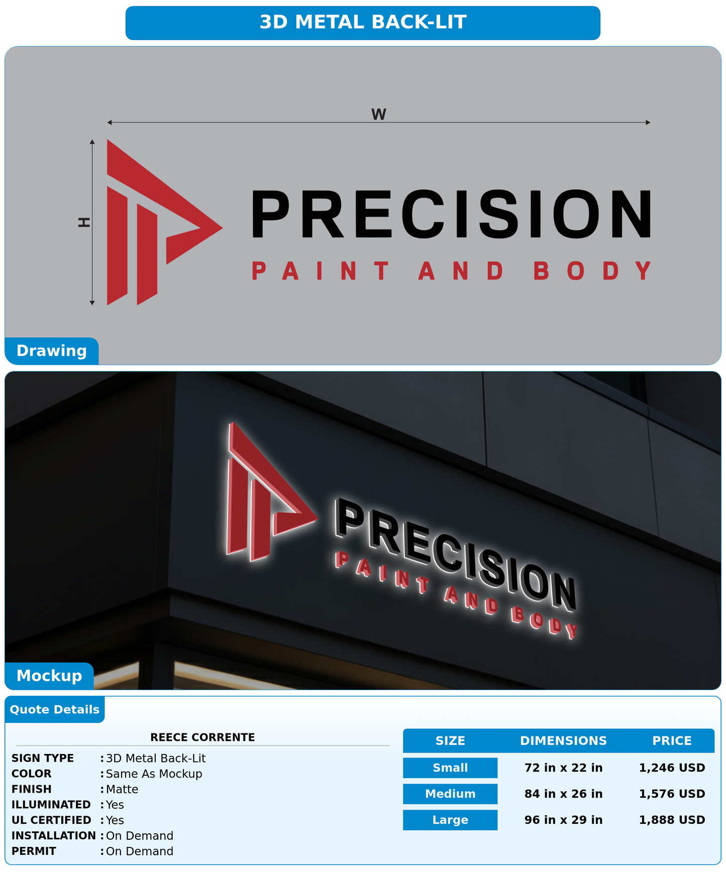 CUSTOM MOCKUP SIGN FOR Reece corrente