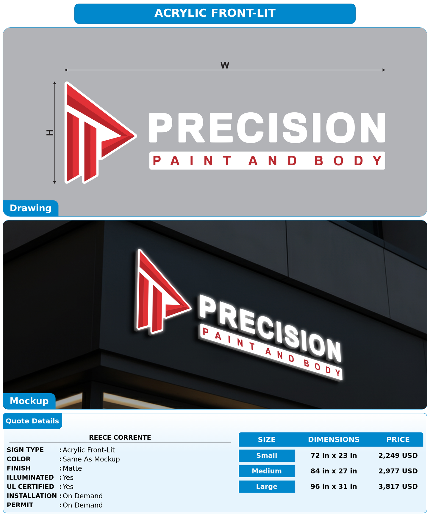 CUSTOM MOCKUP SIGN FOR Reece corrente