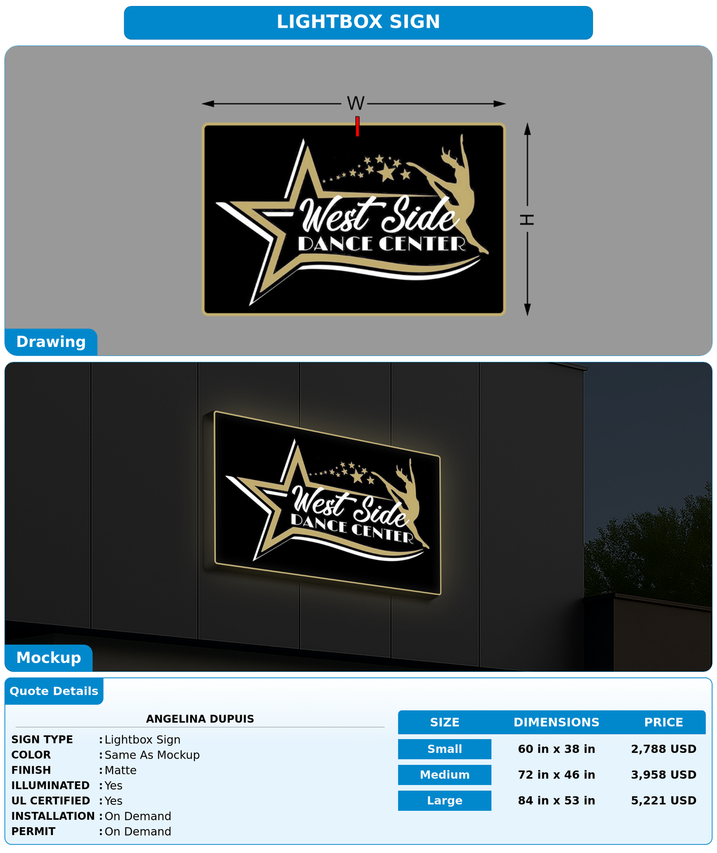 CUSTOM MOCKUP SIGN FOR Angelina DuPuis