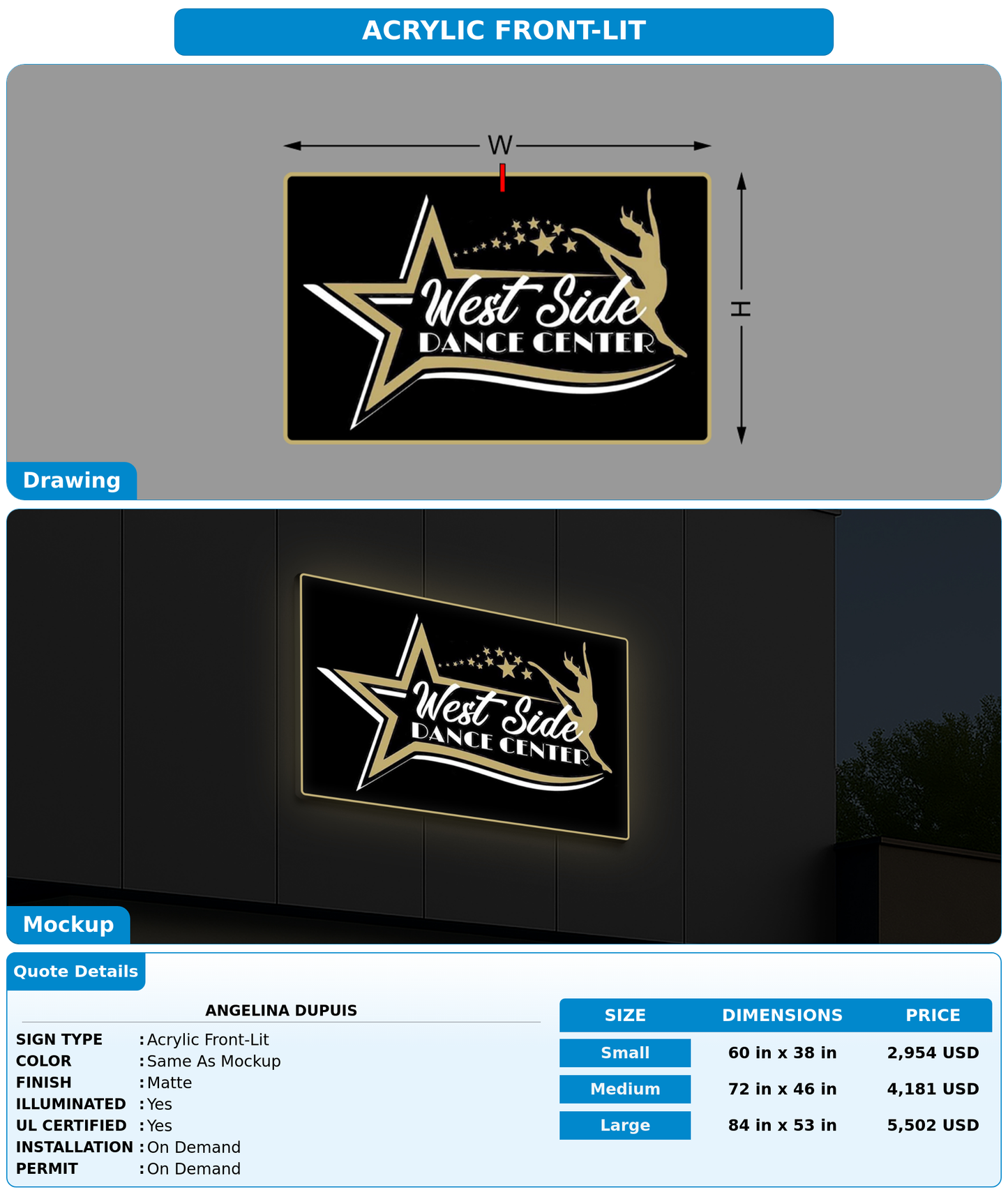 CUSTOM MOCKUP SIGN FOR Angelina DuPuis