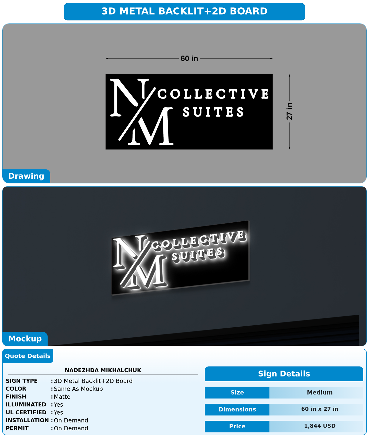 CUSTOM MOCKUP SIGN FOR Nadezhda Mikhalchuk