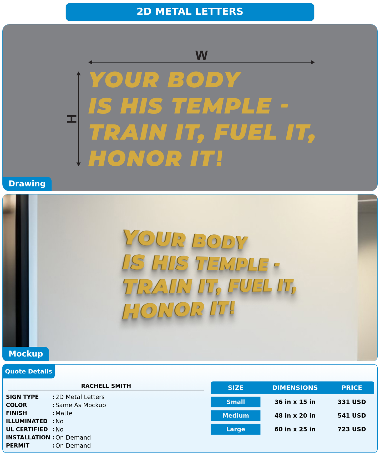CUSTOM MOCKUP SIGN FOR Rachell Smith