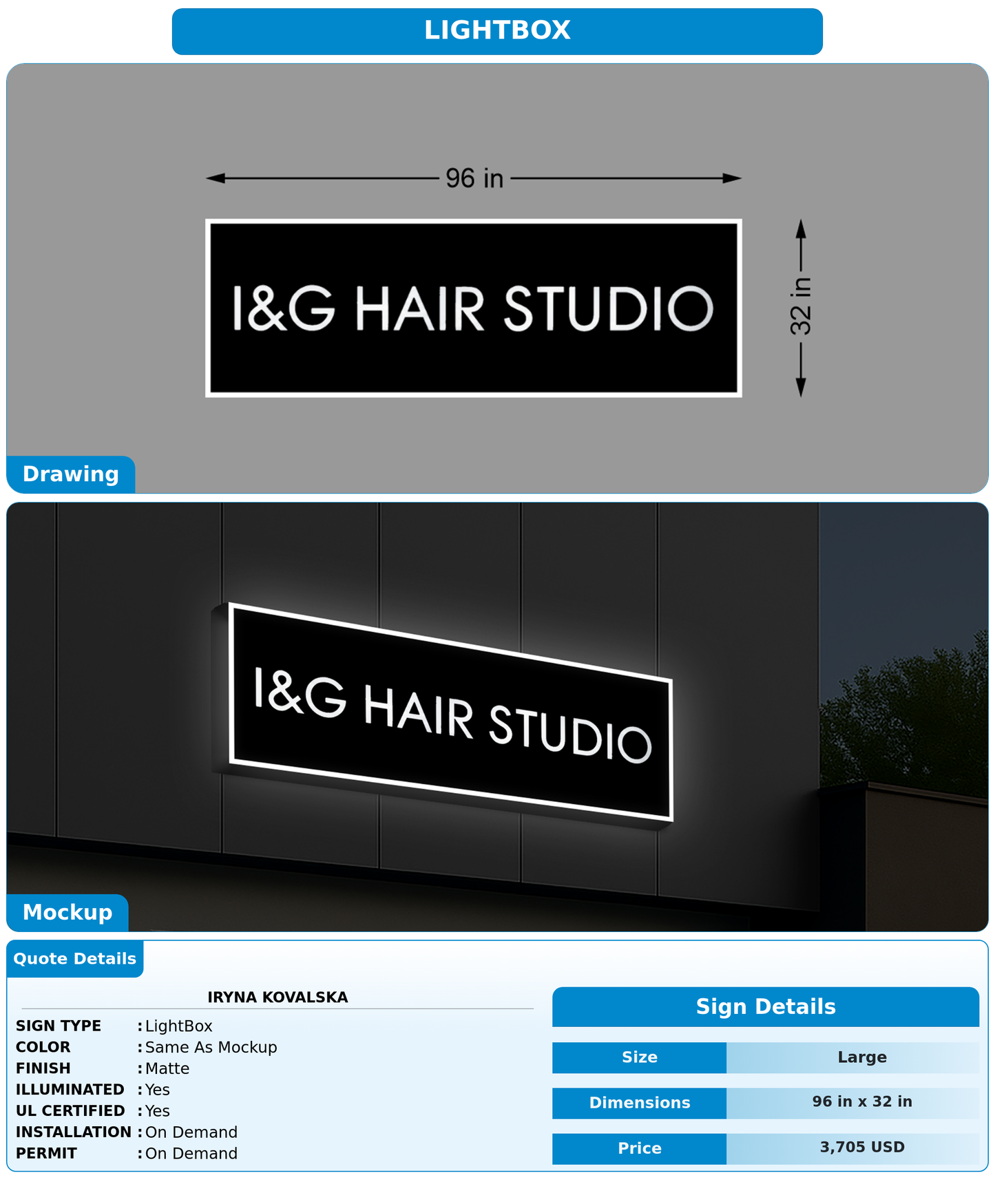 CUSTOM MOCKUP SIGN FOR Iryna Kovalska
