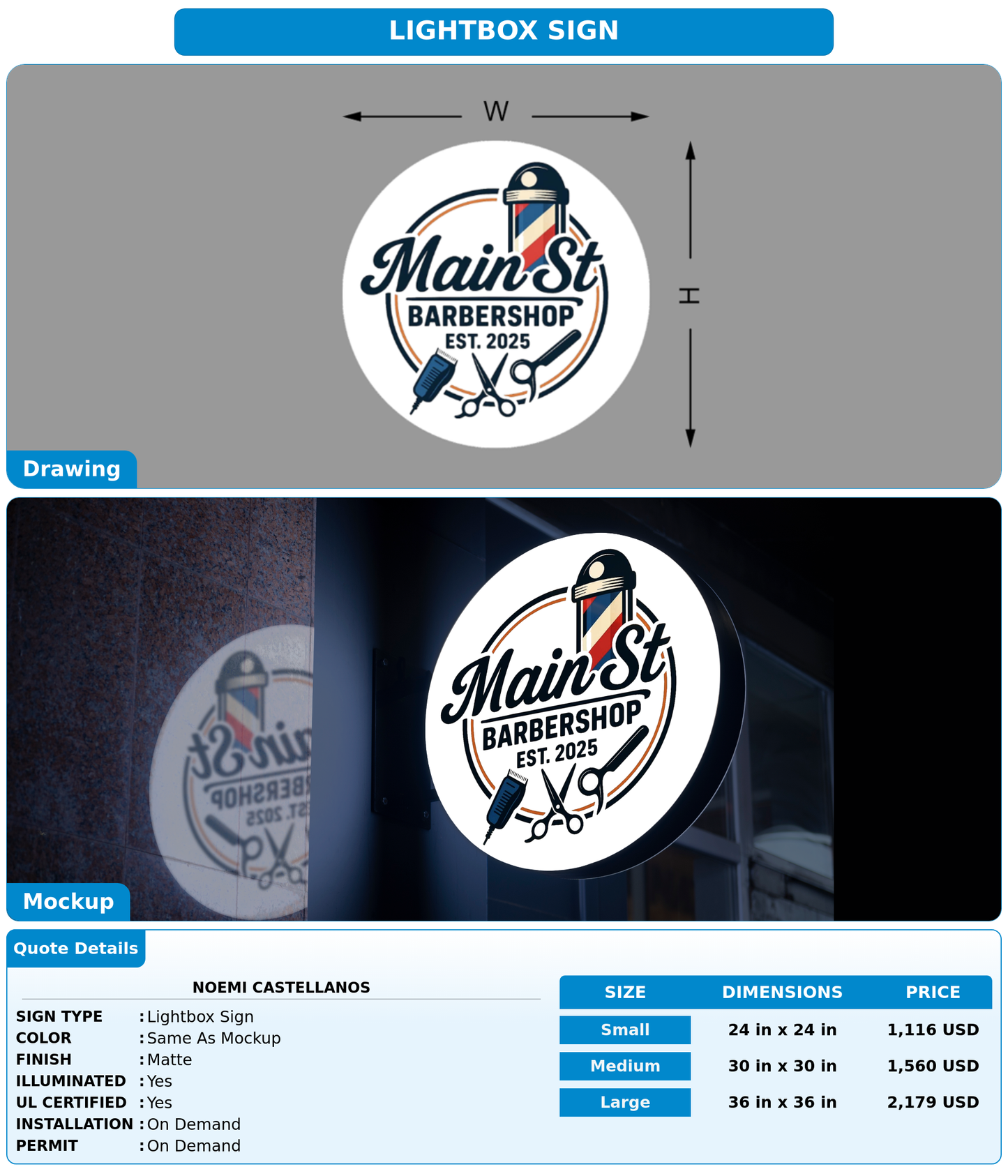 CUSTOM MOCKUP SIGN FOR Noemi Castellanos