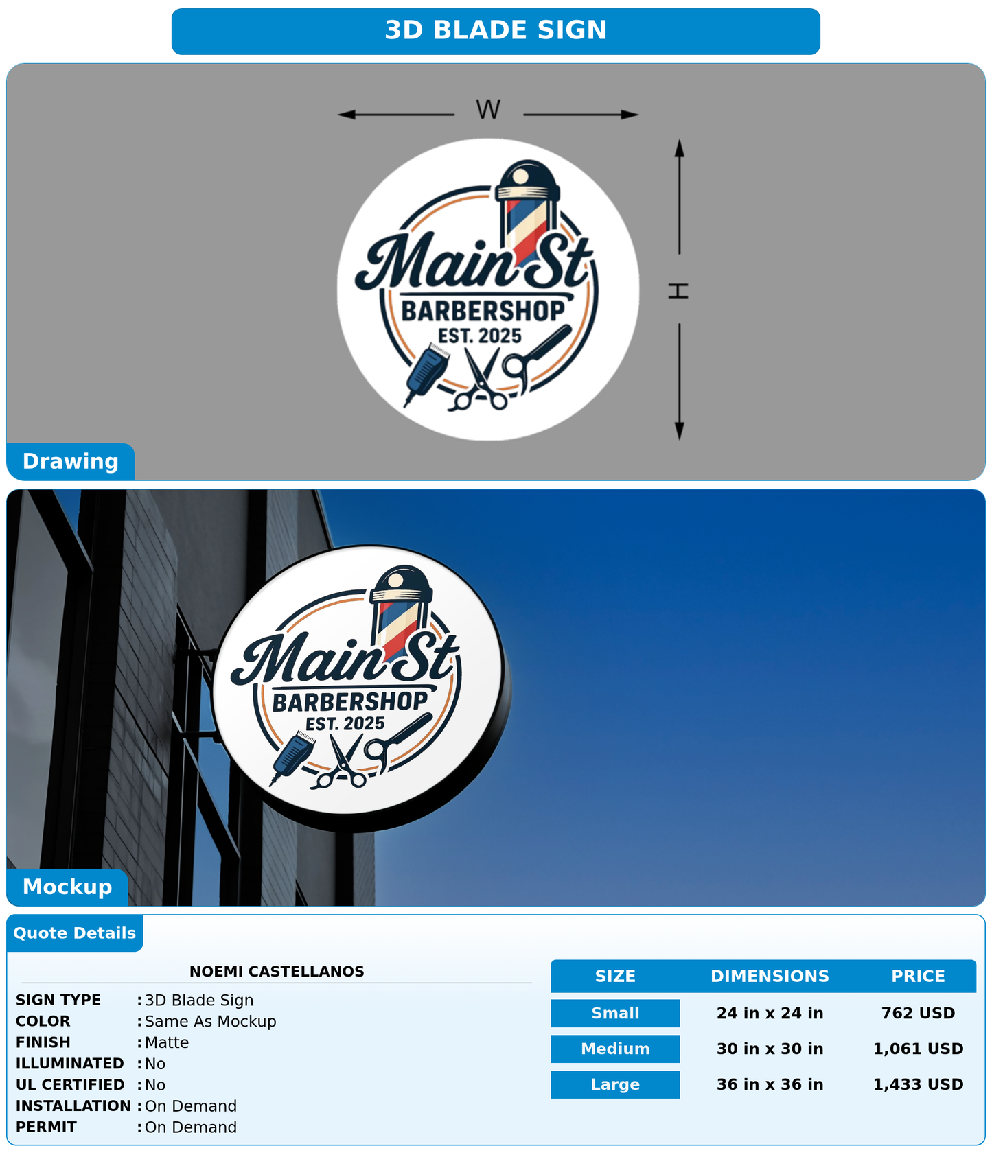 CUSTOM MOCKUP SIGN FOR Noemi Castellanos