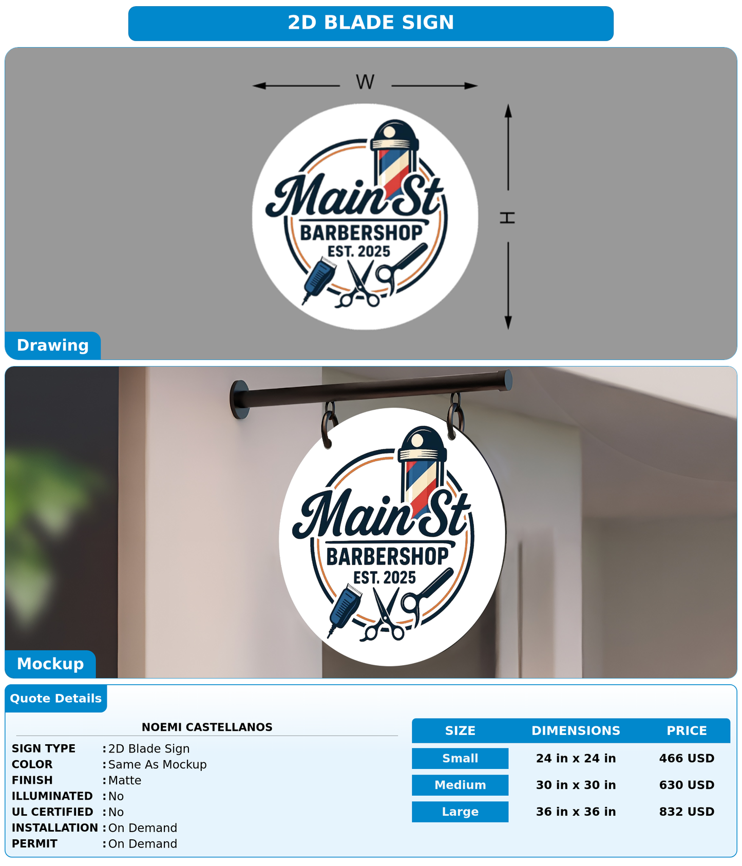 CUSTOM MOCKUP SIGN FOR Noemi Castellanos