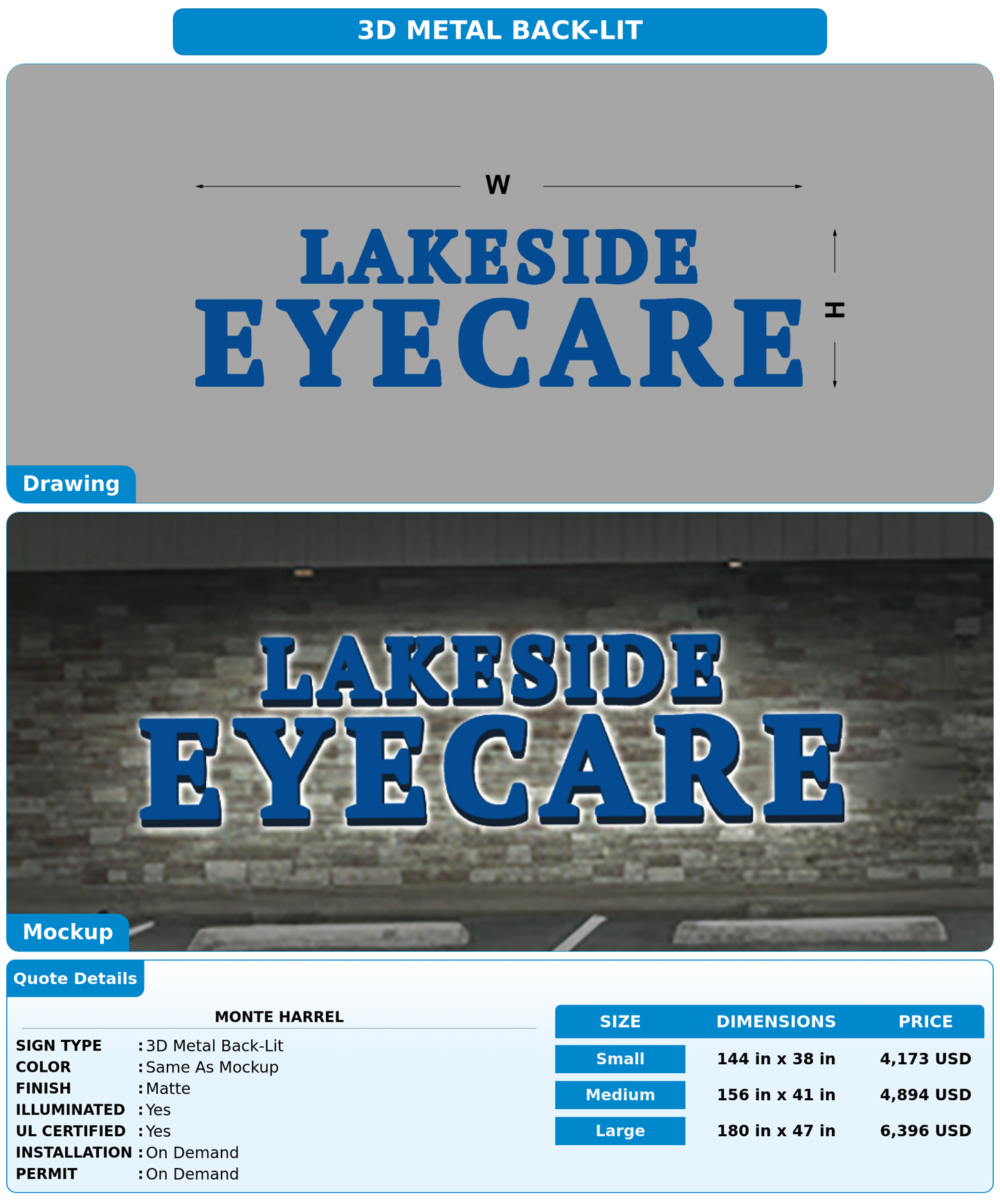 CUSTOM MOCKUP SIGN FOR MONTE HARREL