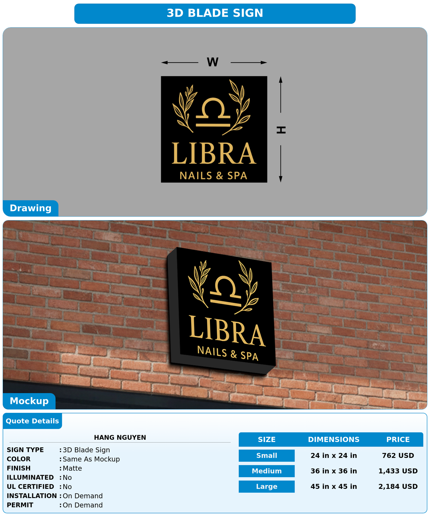 CUSTOM MOCKUP SIGN FOR Hang Nguyen