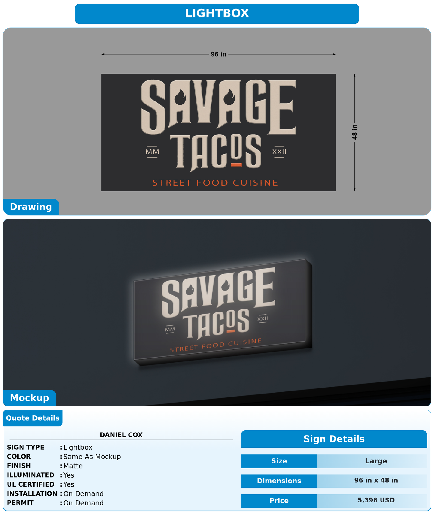 CUSTOM MOCKUP SIGN FOR Daniel Cox