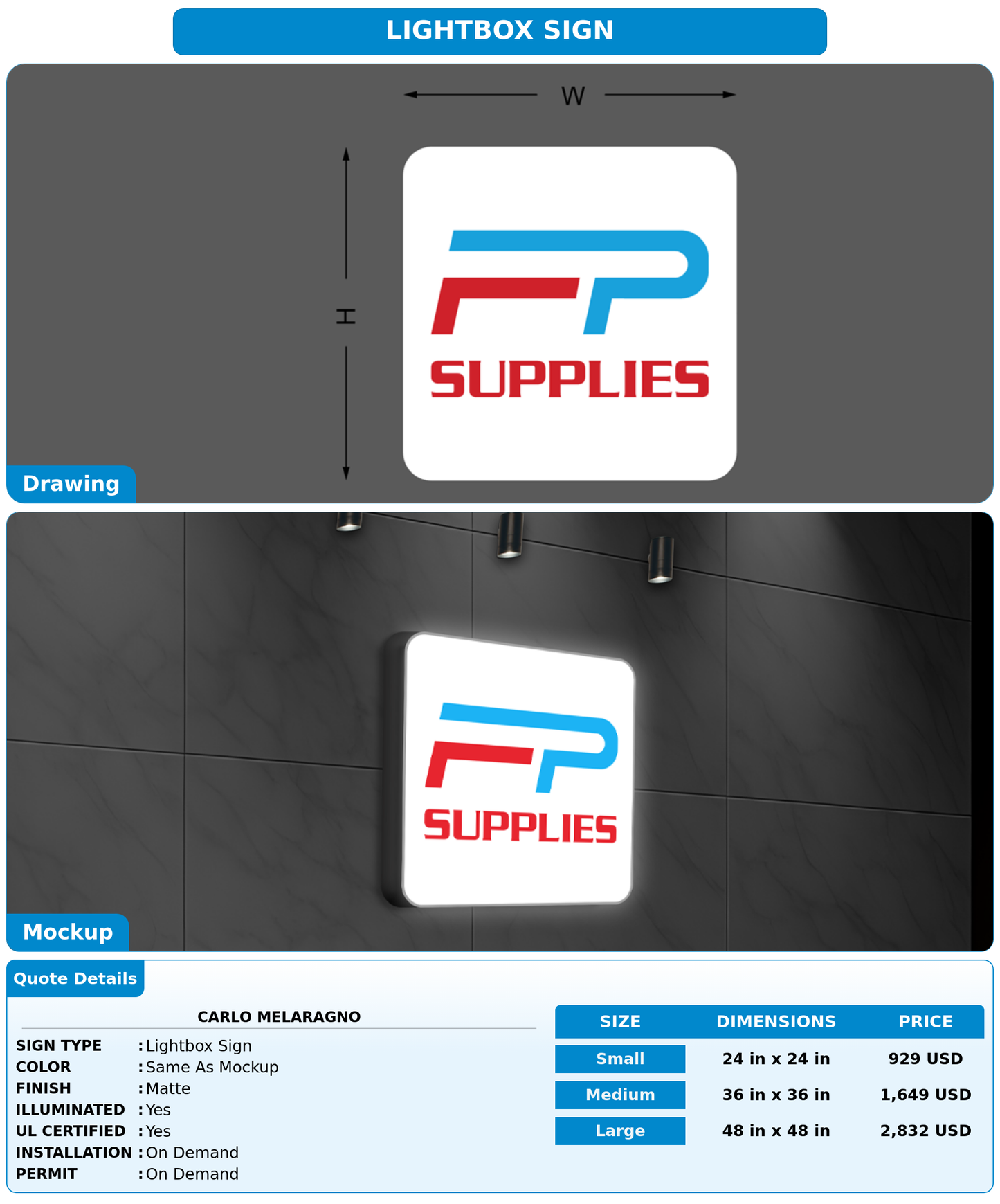 CUSTOM MOCKUP SIGN FOR Carlo Melaragno