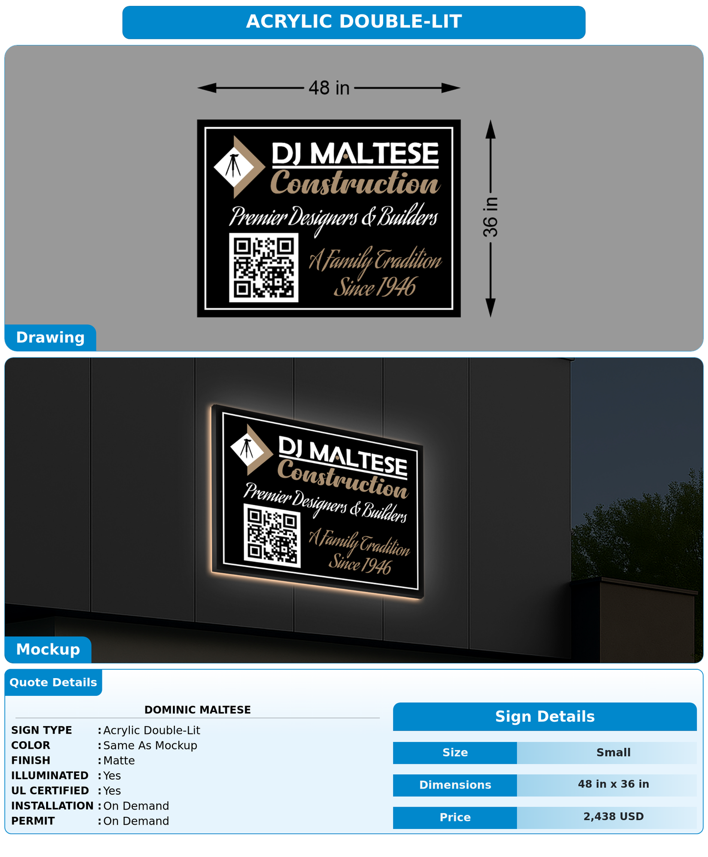CUSTOM MOCKUP SIGN FOR dominic maltese