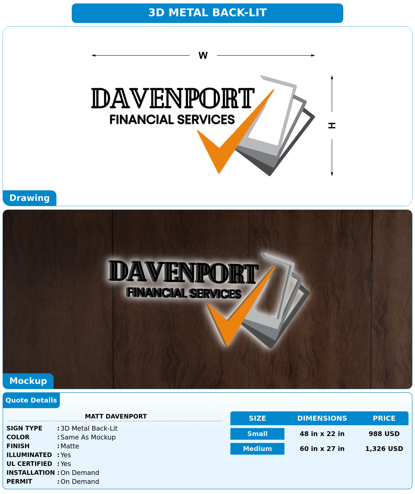 CUSTOM MOCKUP SIGN FOR Matt Davenport