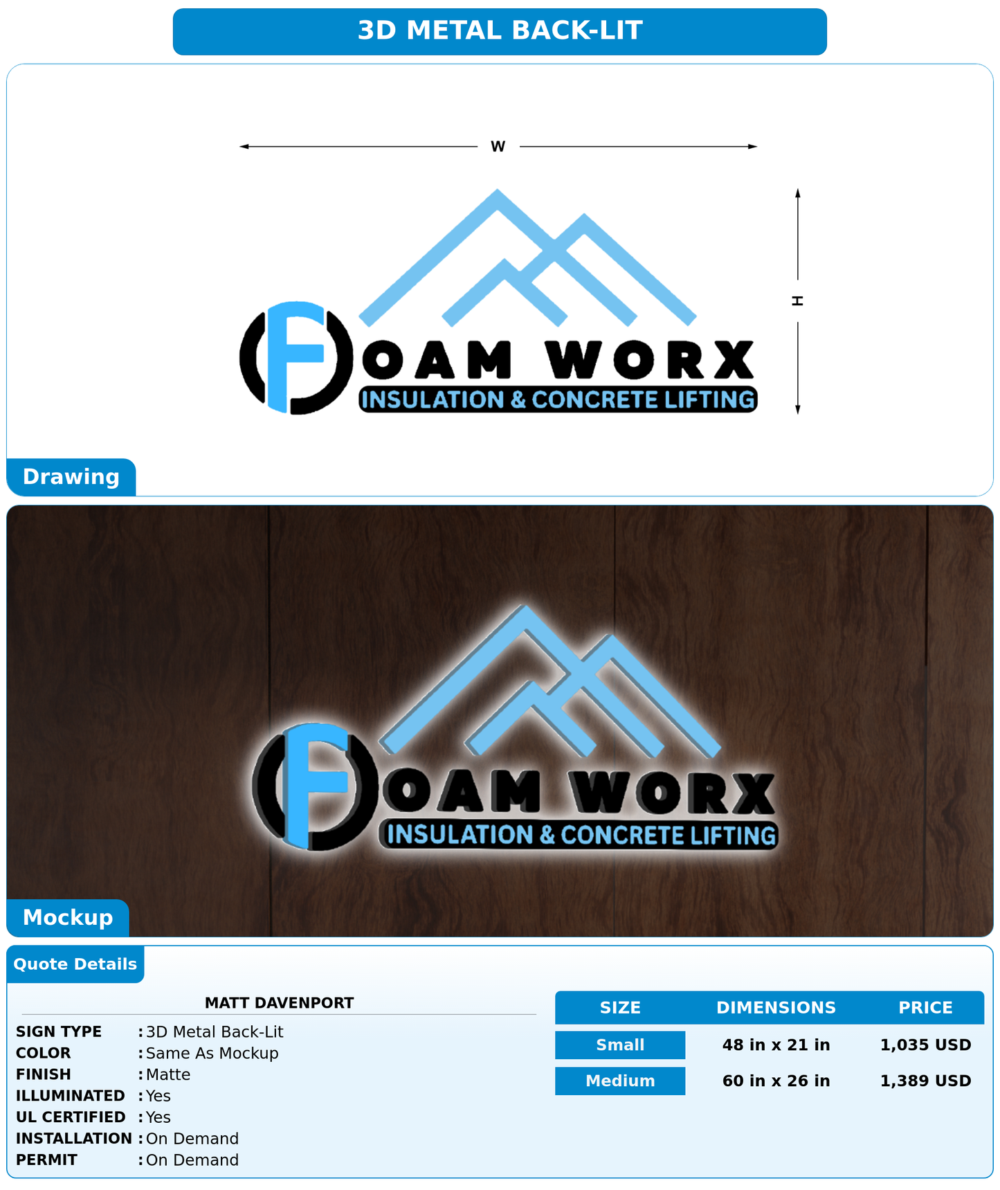 CUSTOM MOCKUP SIGN FOR Matt Davenport