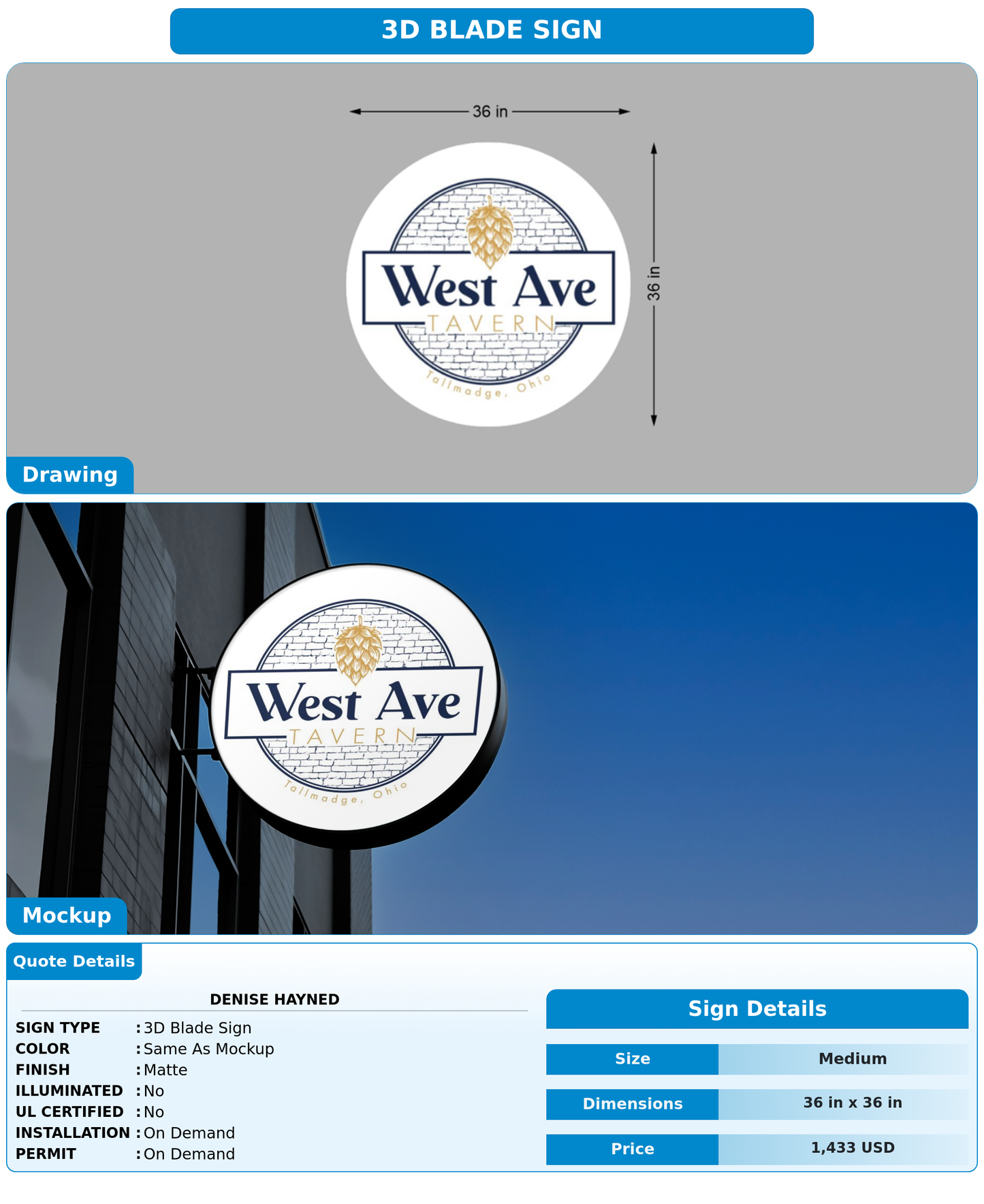 CUSTOM MOCKUP SIGN FOR Denise Hayned