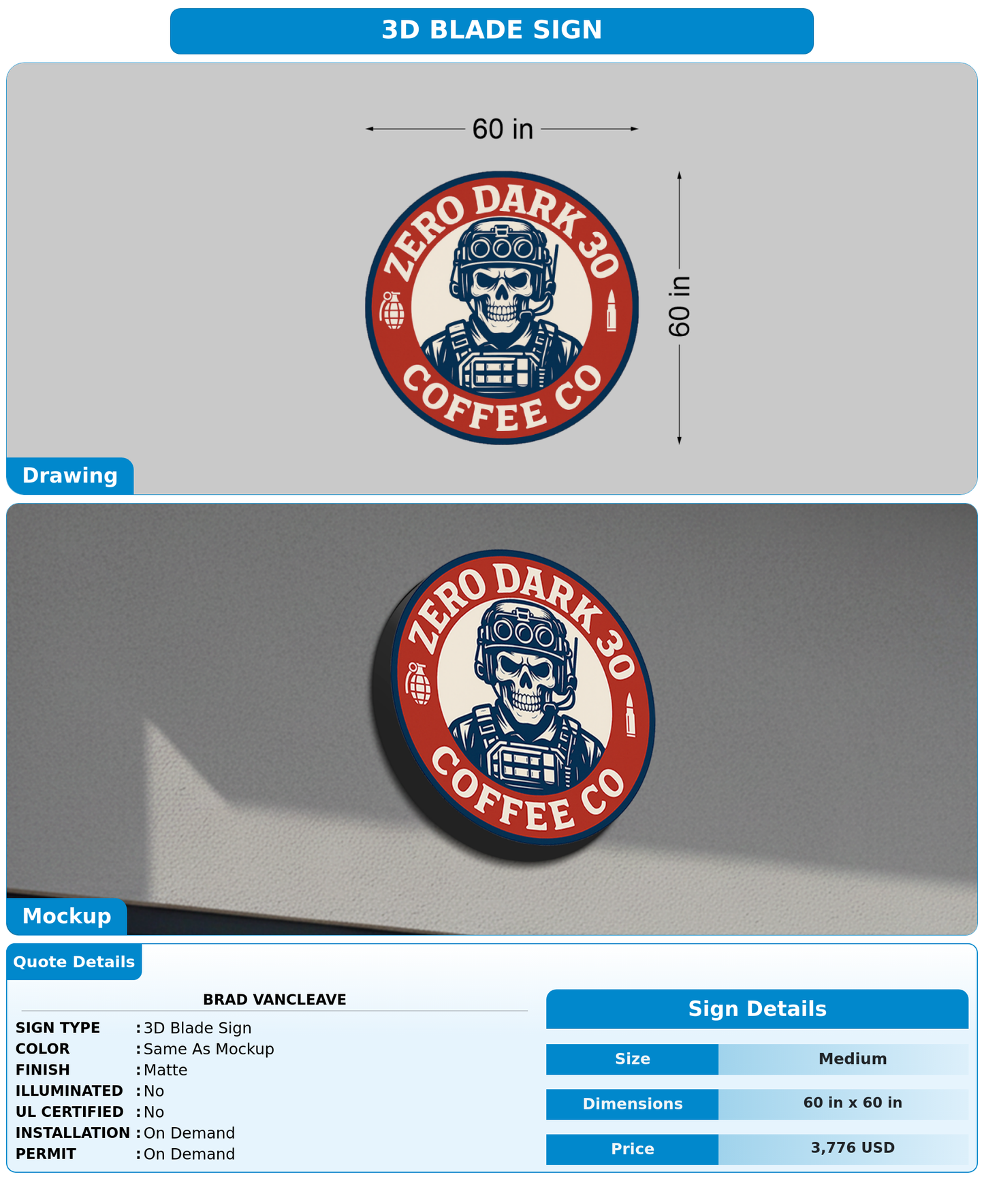 CUSTOM MOCKUP SIGN FOR Brad VanCleave