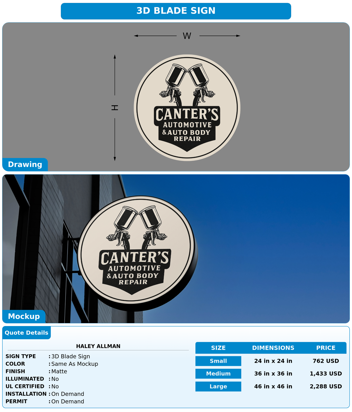 CUSTOM MOCKUP SIGN FOR Haley Allman