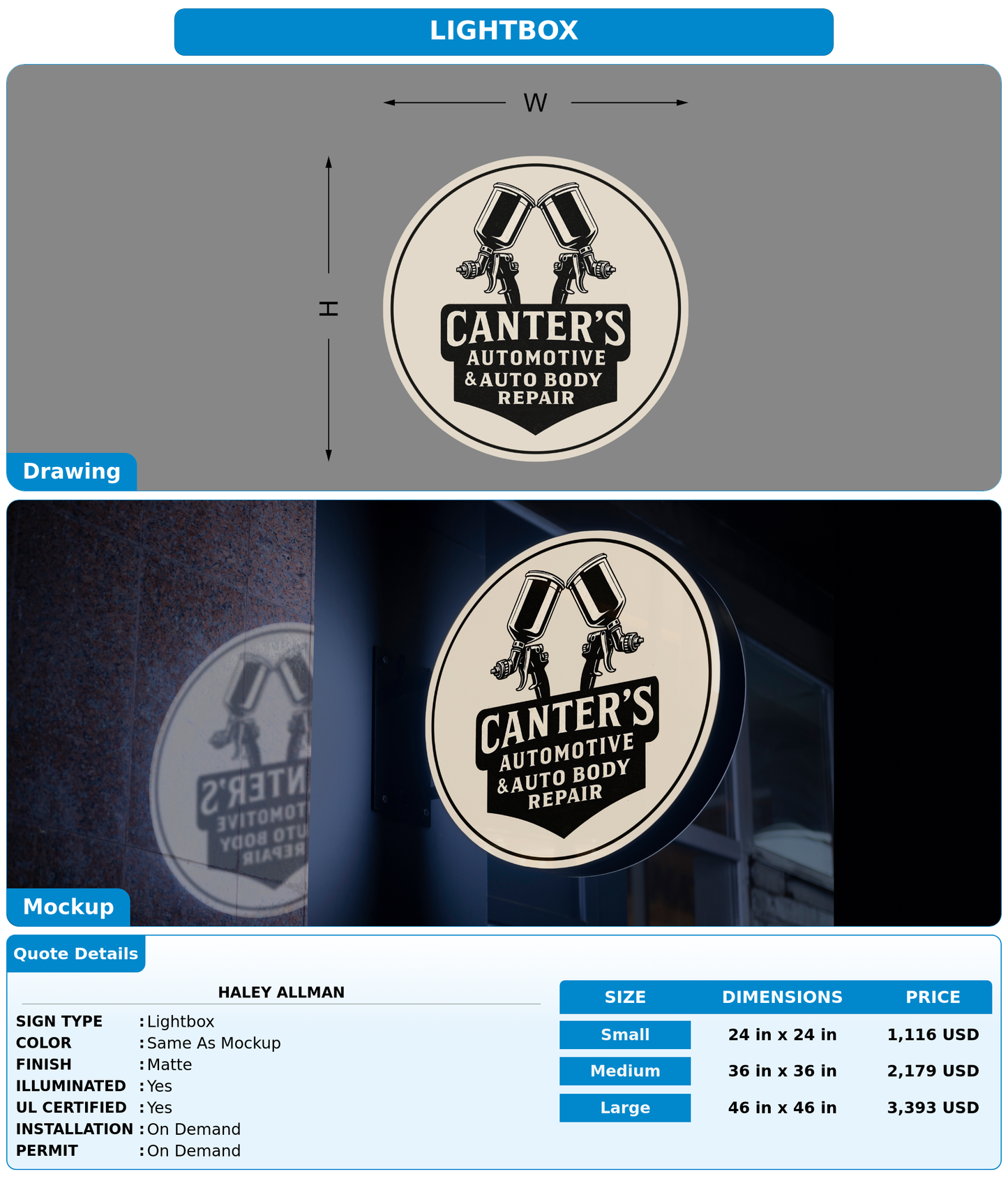 CUSTOM MOCKUP SIGN FOR Haley Allman
