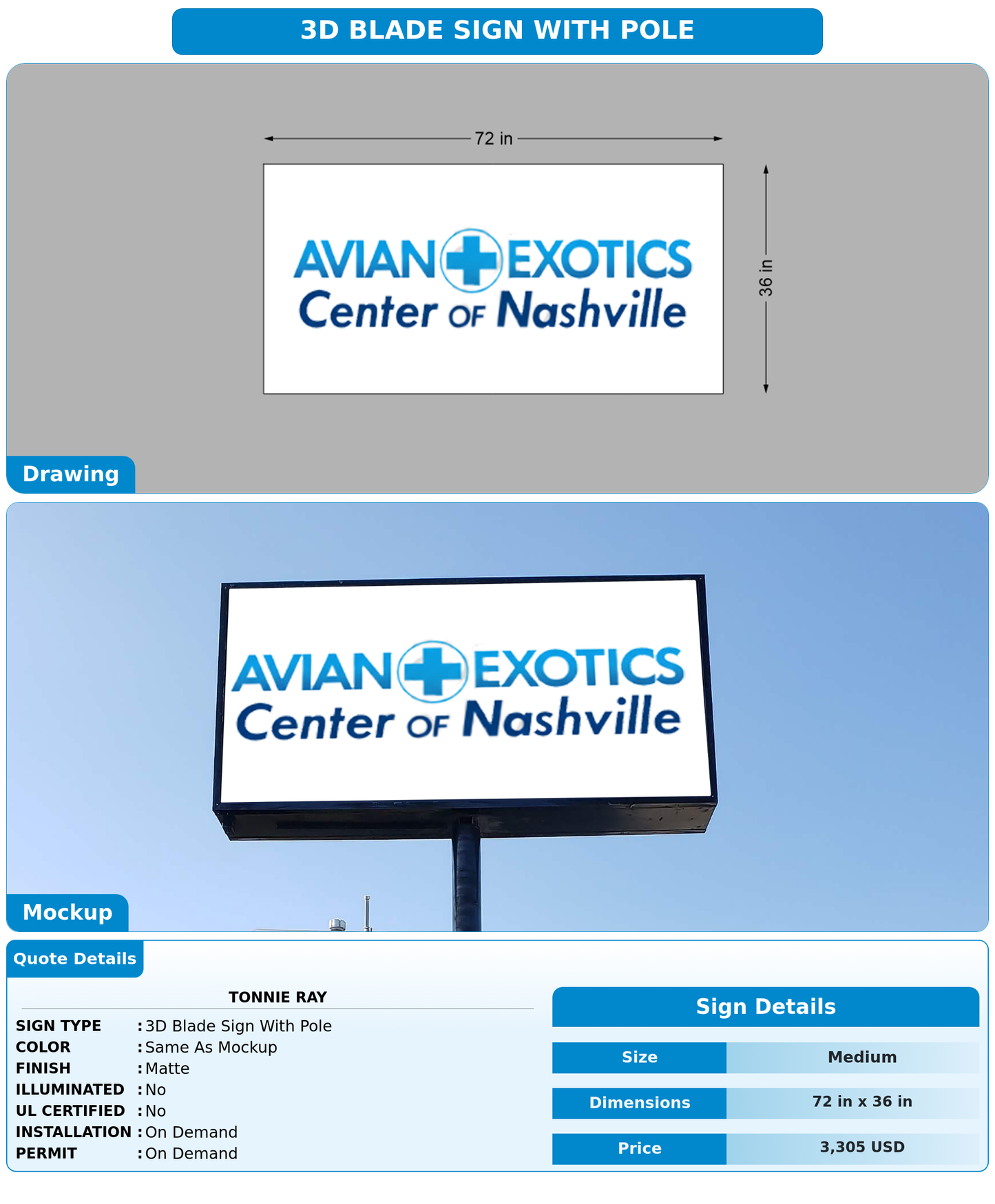CUSTOM MOCKUP SIGN FOR Tonnie Ray