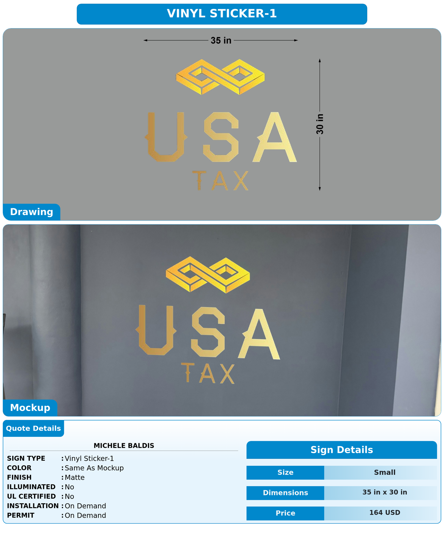 CUSTOM MOCKUP SIGN FOR Michele Baldis