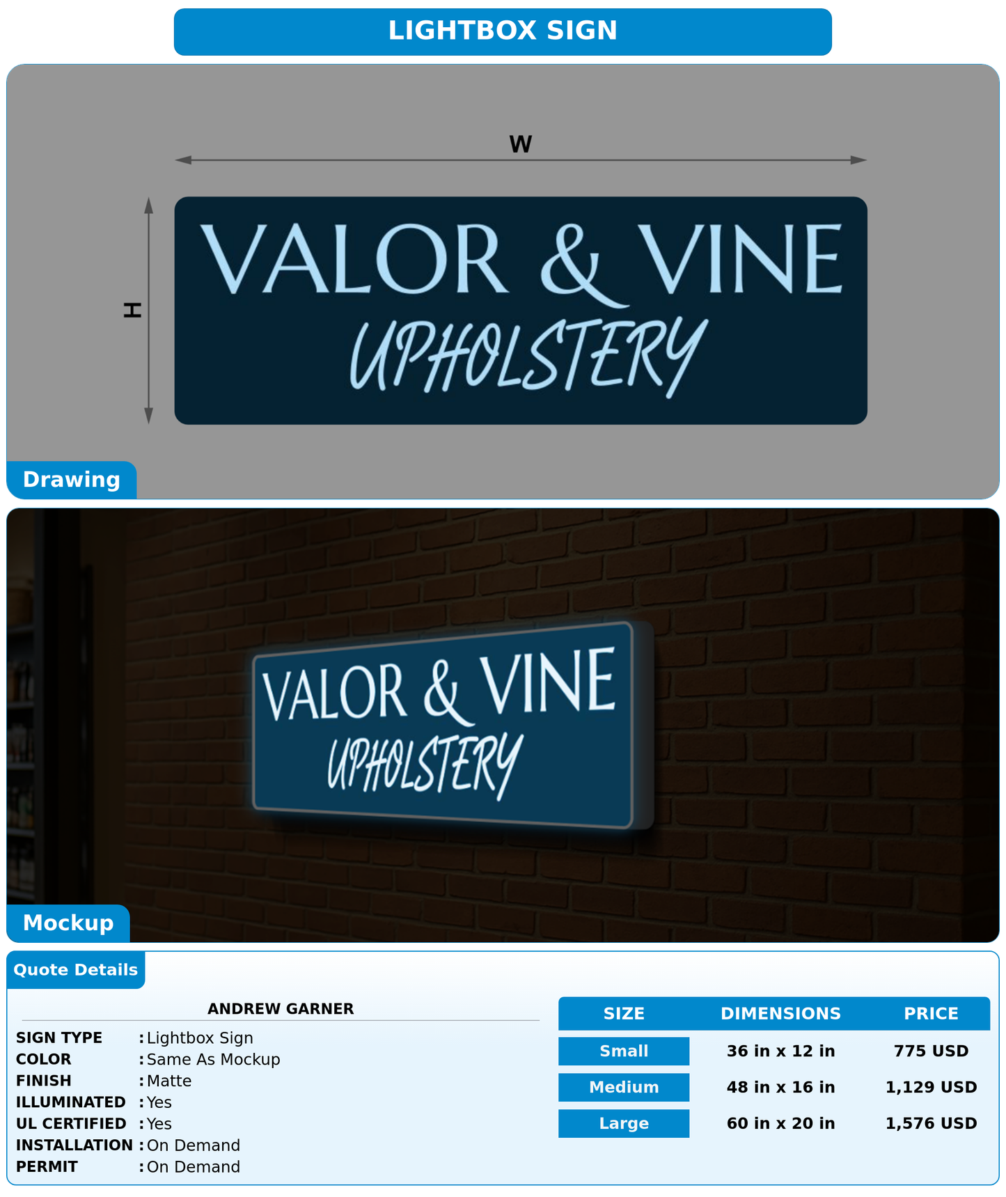 CUSTOM MOCKUP SIGN FOR ANDREW GARNER