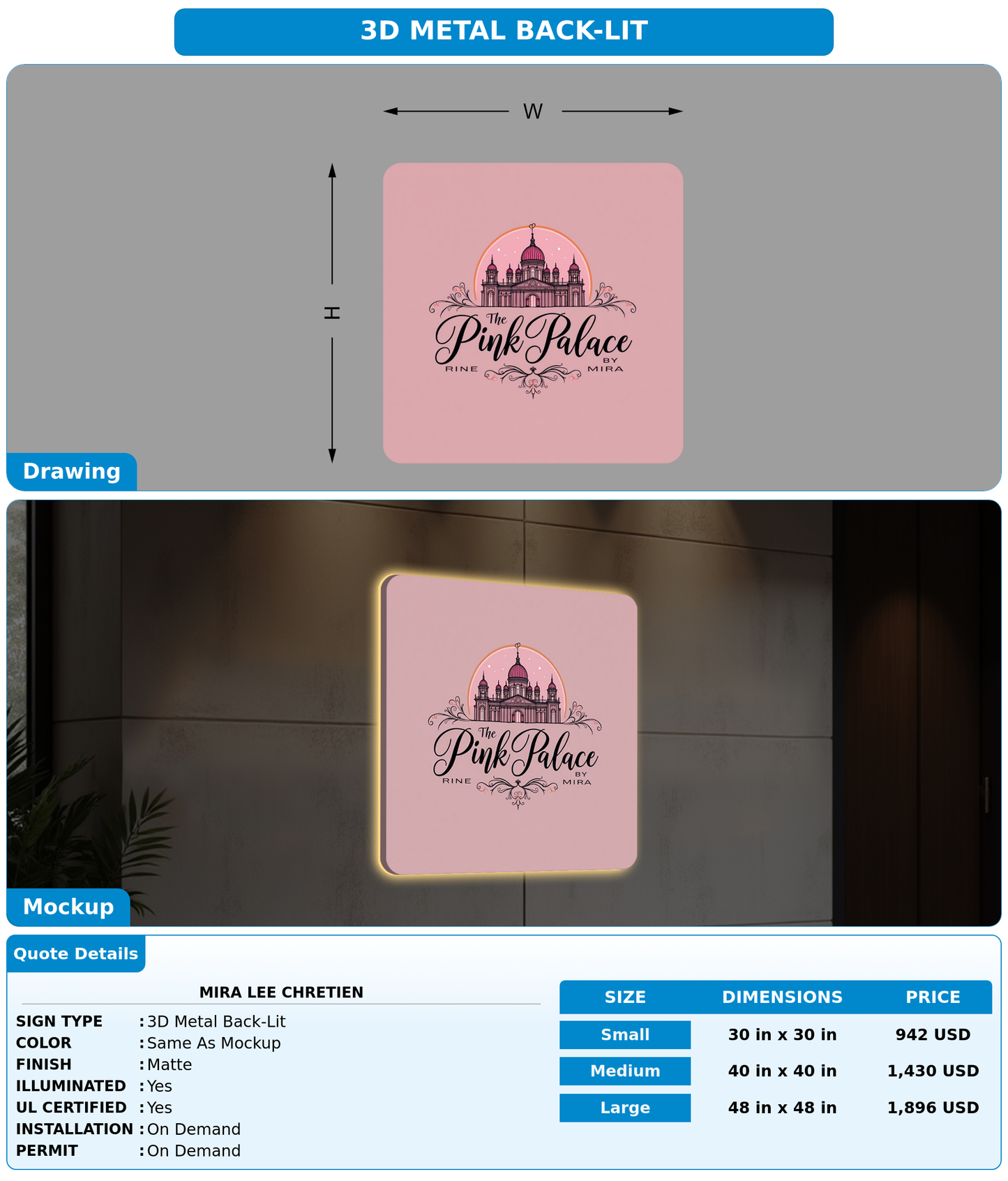 CUSTOM MOCKUP SIGN FOR Mira Lee Chretien