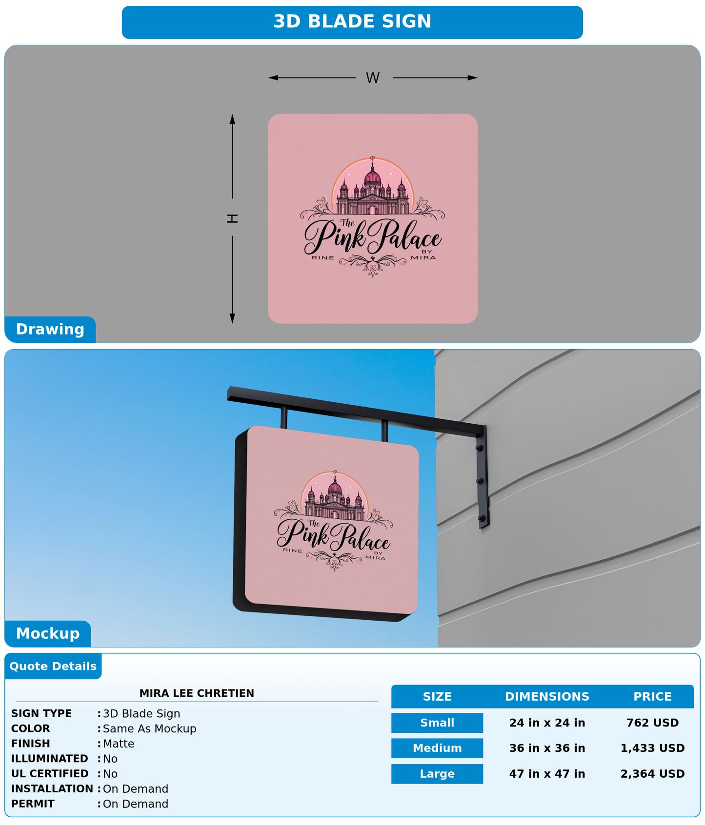 CUSTOM MOCKUP SIGN FOR Mira Lee Chretien