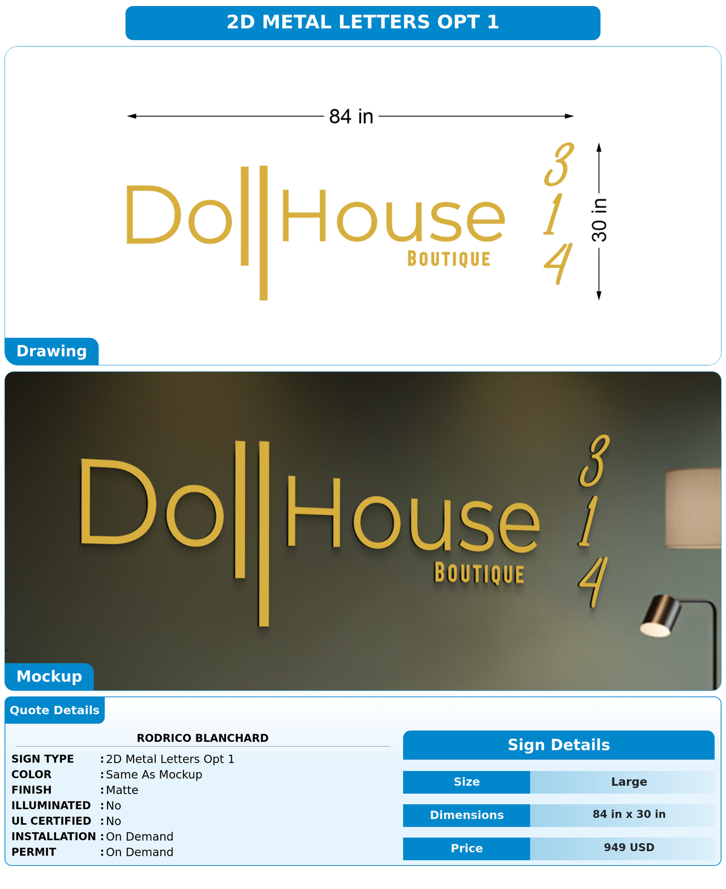 CUSTOM MOCKUP SIGN FOR Rodrico Blanchard